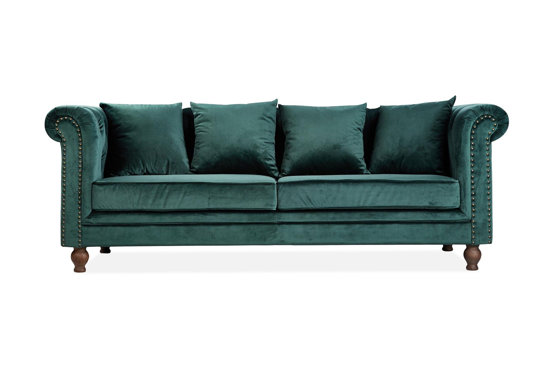 Velvet Sammetssoffa 3-sits - Gr&ouml;n