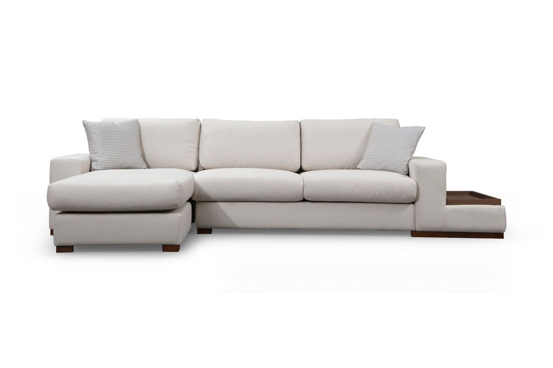Huelva V&auml;nsterv&auml;nd L-formad Divansoffa med Sch&auml;slong 312 cm i Tyg - Gr&auml;ddvit