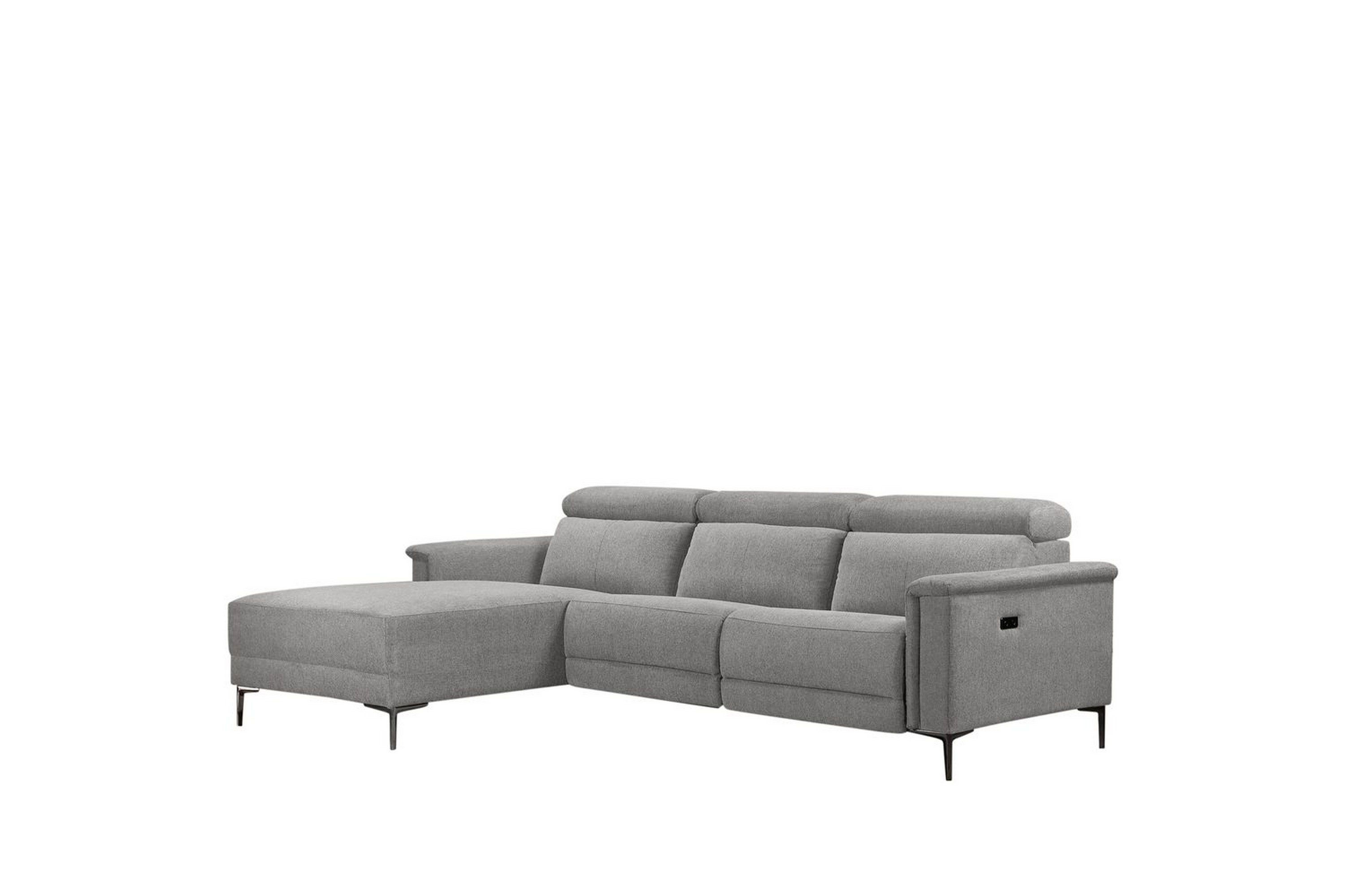 hörnsoffa 3-sits lund ljusgrå, belfast tyg, vänster elektrisk fåtölj - ljusgrå, belfast tyg, vänster elektrisk fåtölj