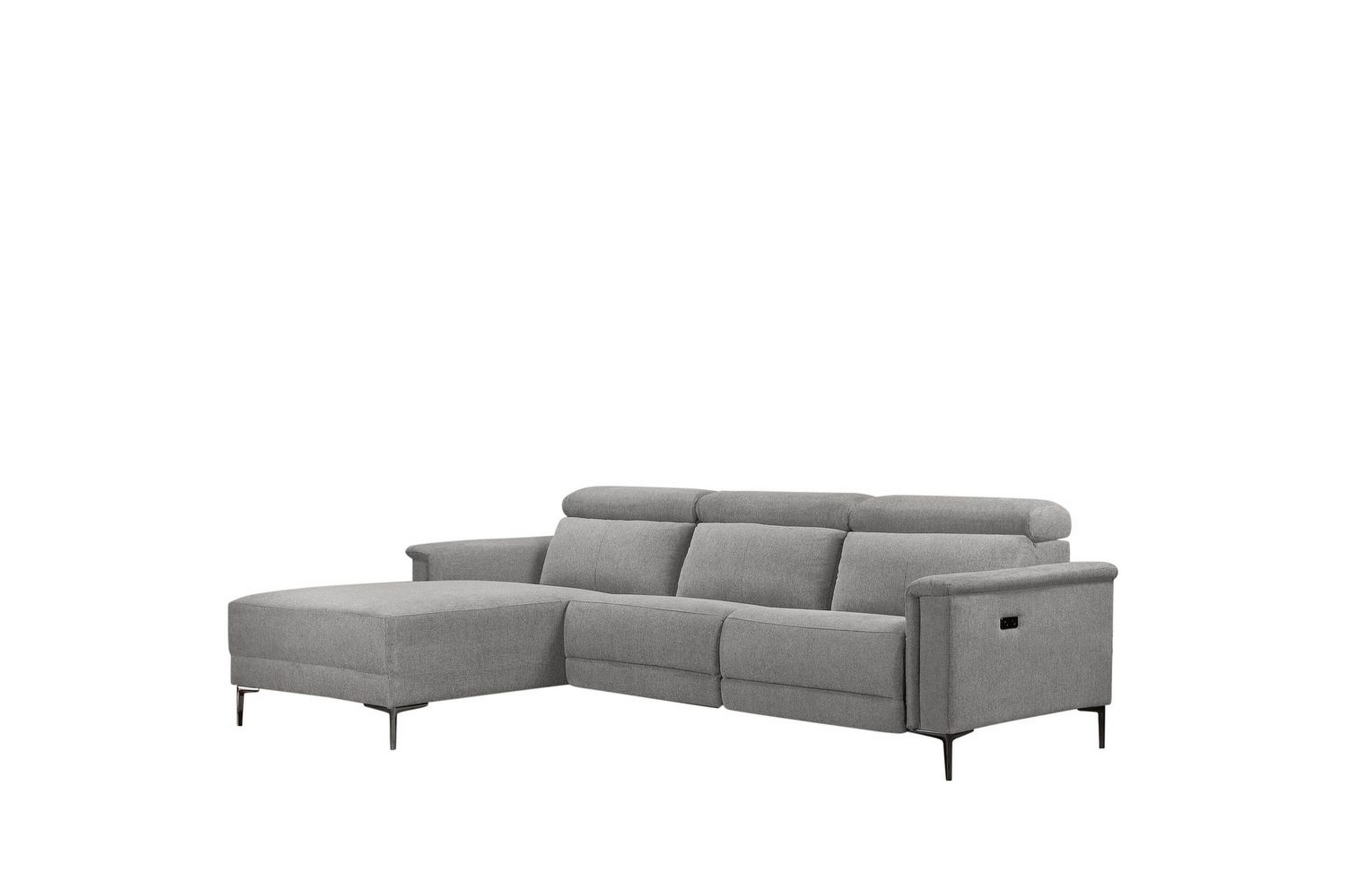 hörnsoffa 3-sits lund ljusgrå, belfast tyg, vänster elektrisk fåtölj - ljusgrå, belfast tyg, vänster elektrisk fåtölj