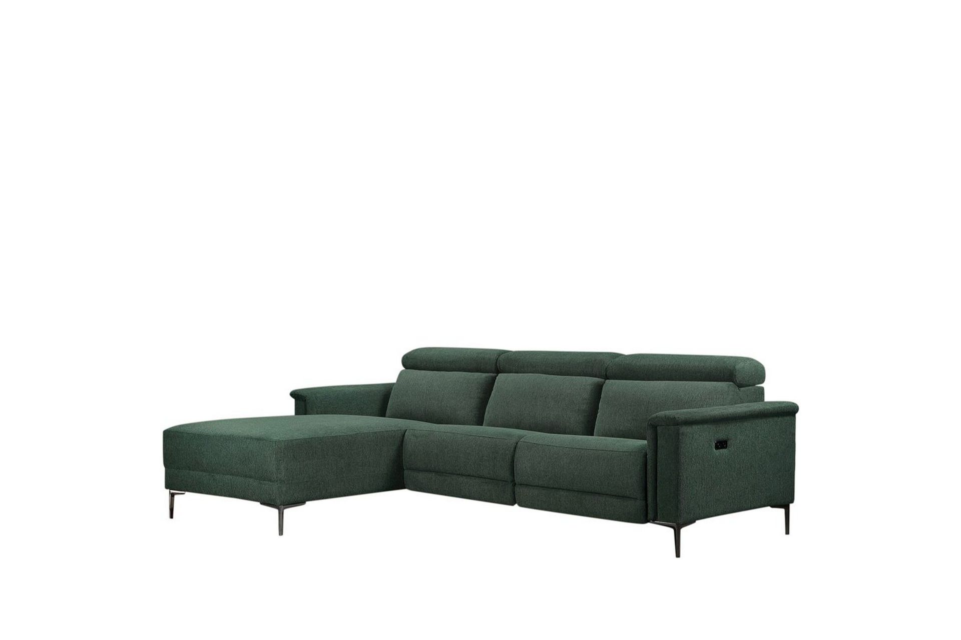 H&ouml;rnsoffa 3-sits Lund M&ouml;rkgr&ouml;n, Belfast tyg, V&auml;nster Elektrisk F&aring;t&ouml;lj - M&ouml;rkgr&ouml;n, Belfast tyg, V&auml;nster Elektrisk F&aring;t&ouml;lj