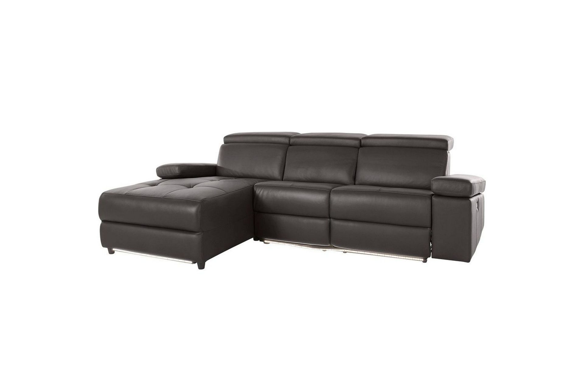 H&ouml;rnsoffa 3-sits Rayland Brun, L&auml;der/PU, V&auml;nster Elektrisk F&aring;t&ouml;lj - Brun, L&auml;der/PU, V&auml;nster Elektrisk F&aring;t&ouml;lj