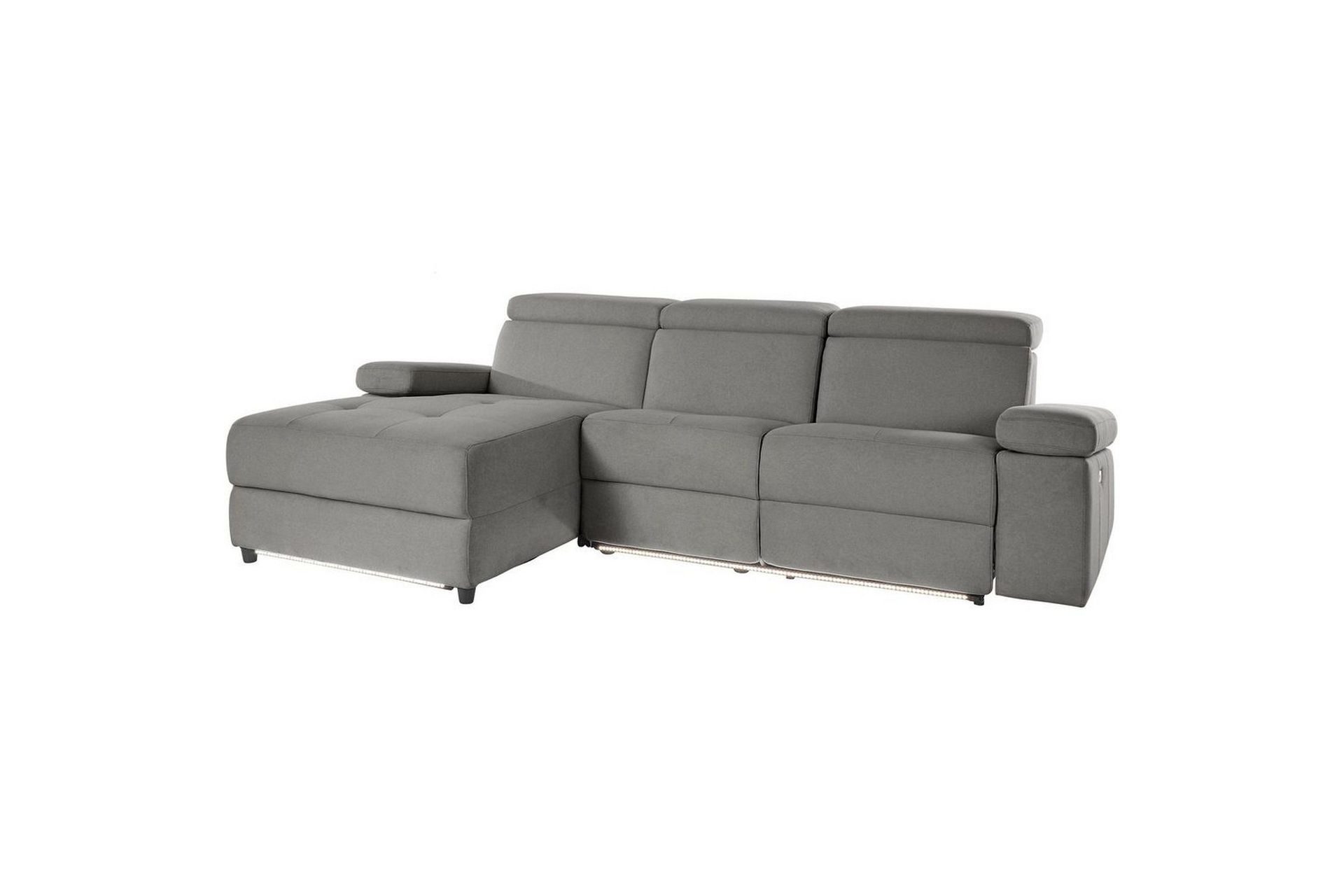 hörnsoffa 3-sits rayland grå, sunday tyg, vänster elektrisk fåtölj - grå, sunday tyg, vänster elektrisk fåtölj