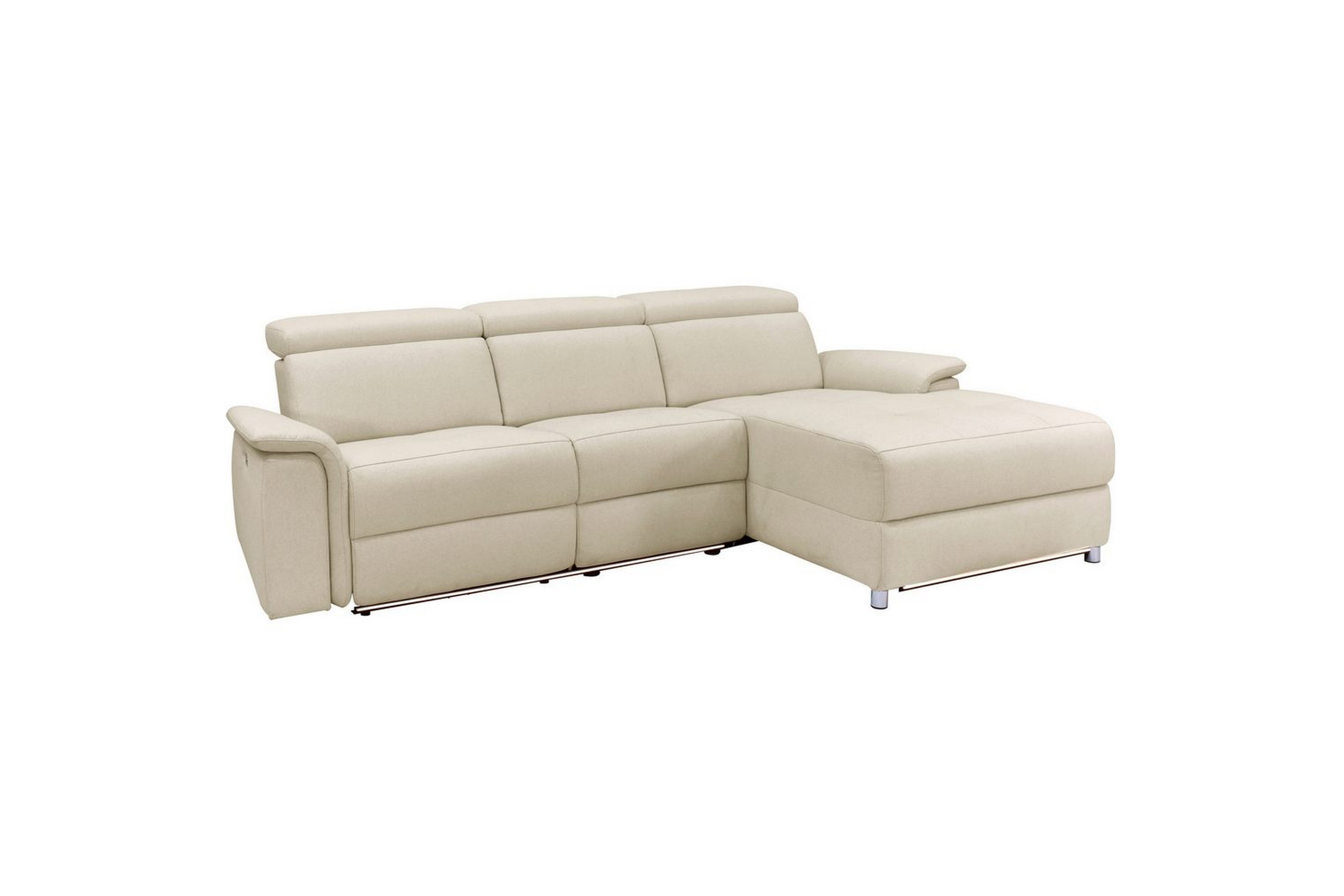 hörnsoffa 3-sits pareli vit, sand tyg, höger elektrisk vilstol - vit, sand tyg, höger elektrisk vilstol