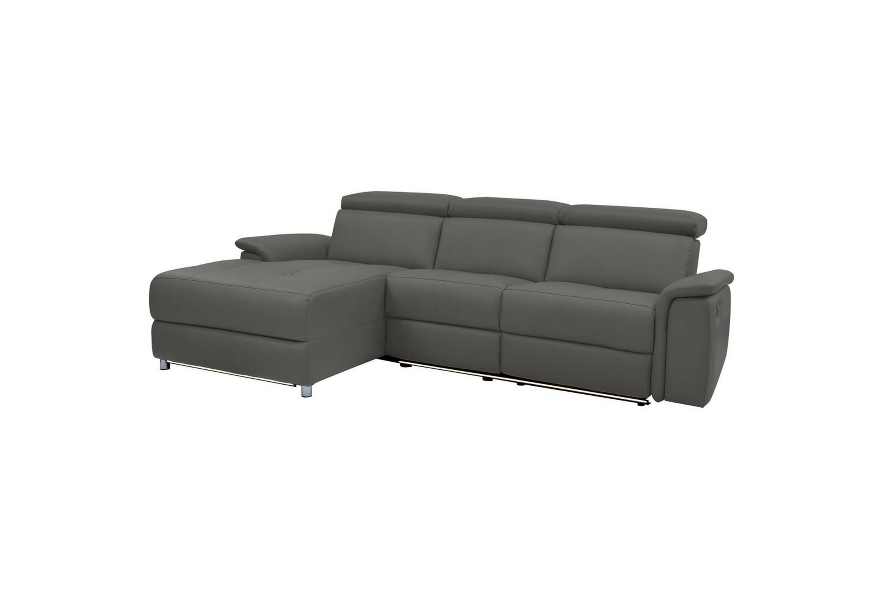 hörnsoffa 3-sits pareli grå, läder/pu, vänster manuell fåtölj - grå, läder/pu, vänster manuell fåtölj