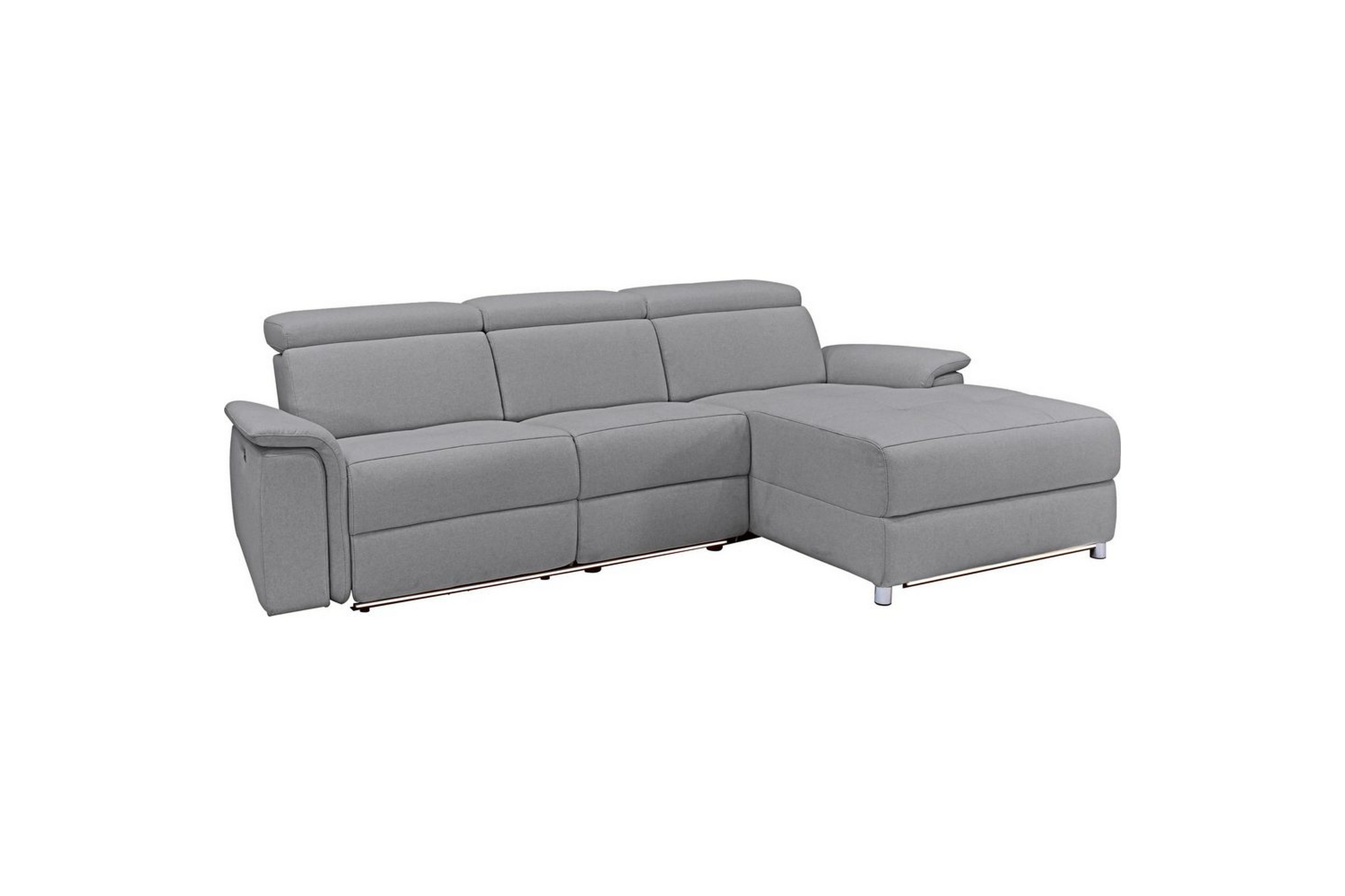 hörnsoffa 3-sits pareli grå, sand tyg, vänster elektrisk fåtölj - grå, sand tyg, vänster elektrisk fåtölj