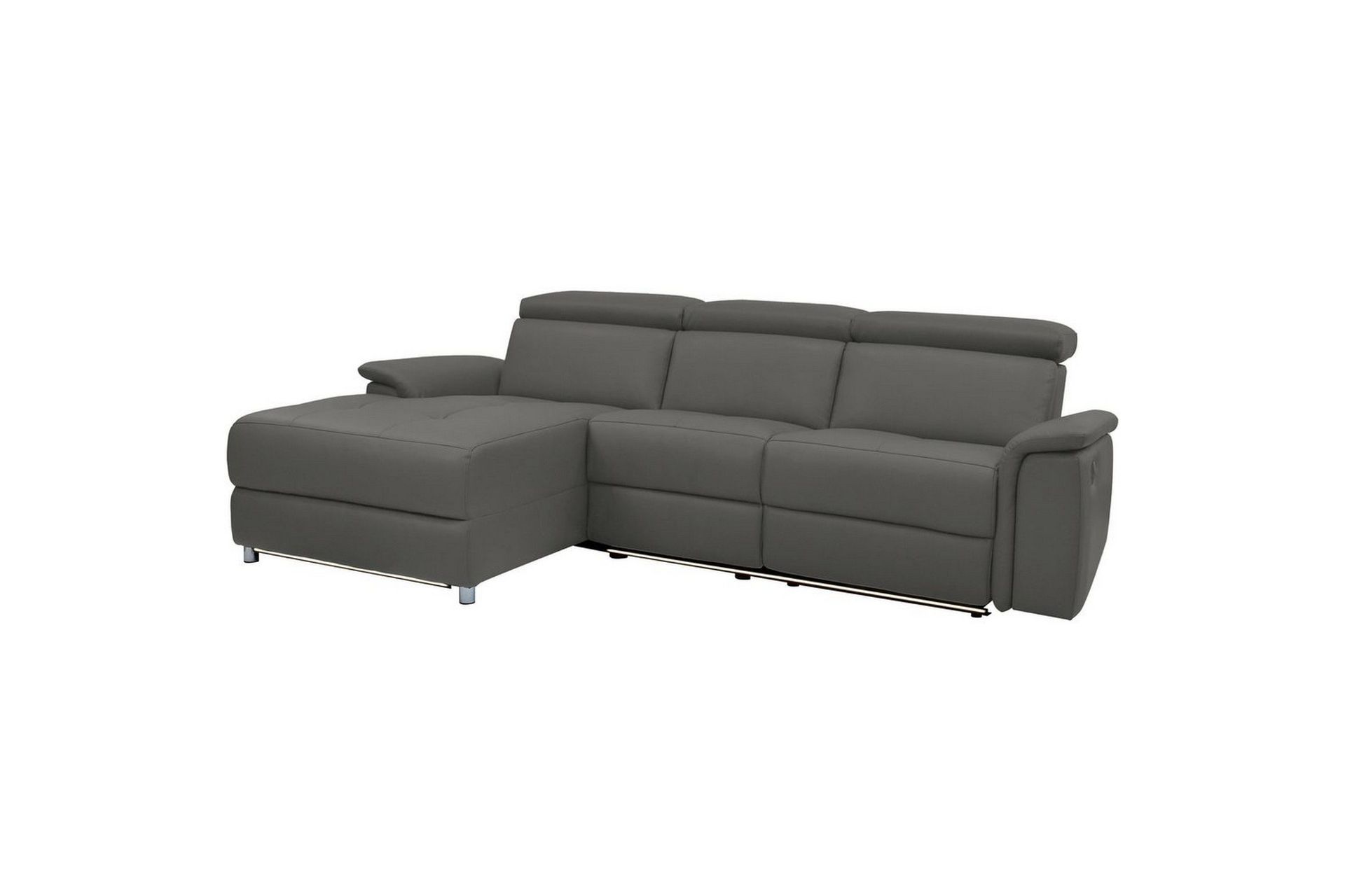 H&ouml;rnsoffa 3-sits Pareli Gr&aring;, L&auml;der/PU, V&auml;nster Manuell F&aring;t&ouml;lj - Gr&aring;, L&auml;der/PU, V&auml;nster Manuell F&aring;t&ouml;lj