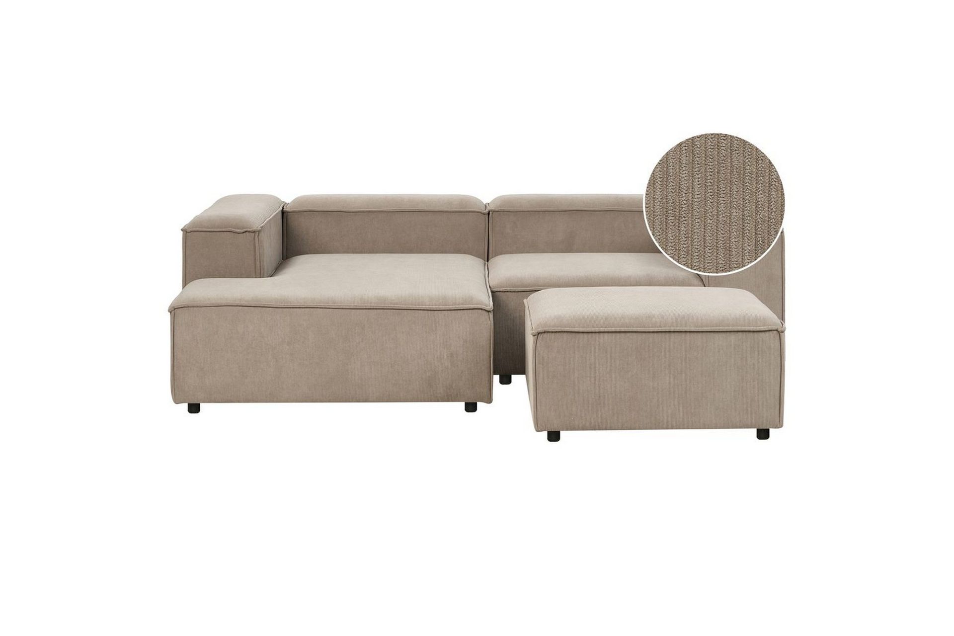 Hörnsoffa (H) med fotpall Ardal Taupe/svart - Taupe/svart