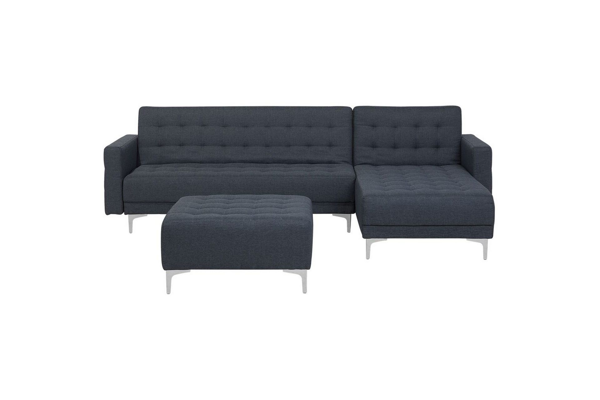 H&ouml;rnsoffa med fotpall Aberdeen Gr&aring;/Silver, V&auml;nsterv&auml;nd - Gr&aring;/Silver, V&auml;nsterv&auml;nd