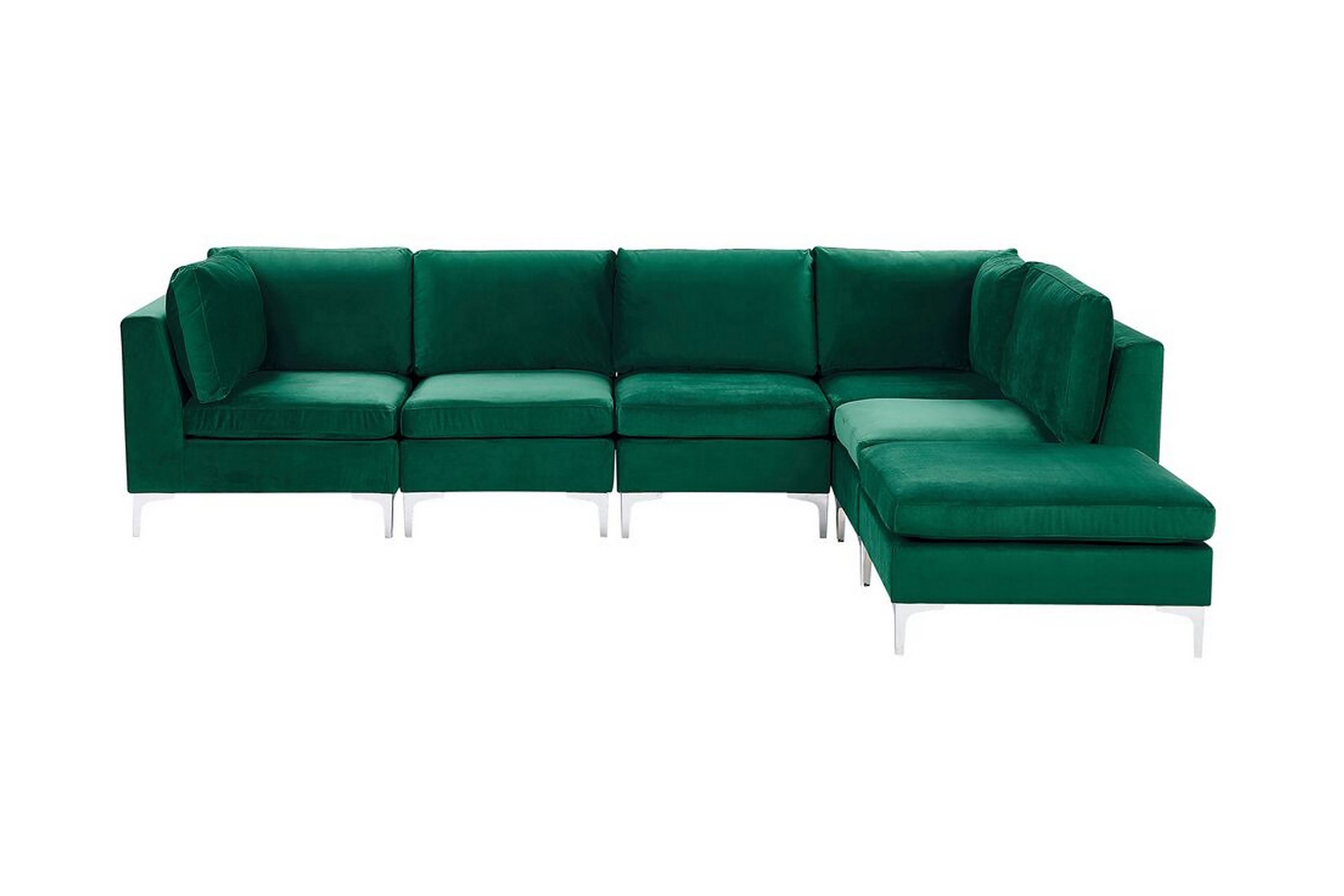 5-sits Hörnsoffa Samkom Vänster med Fotpall Sammet/Grön