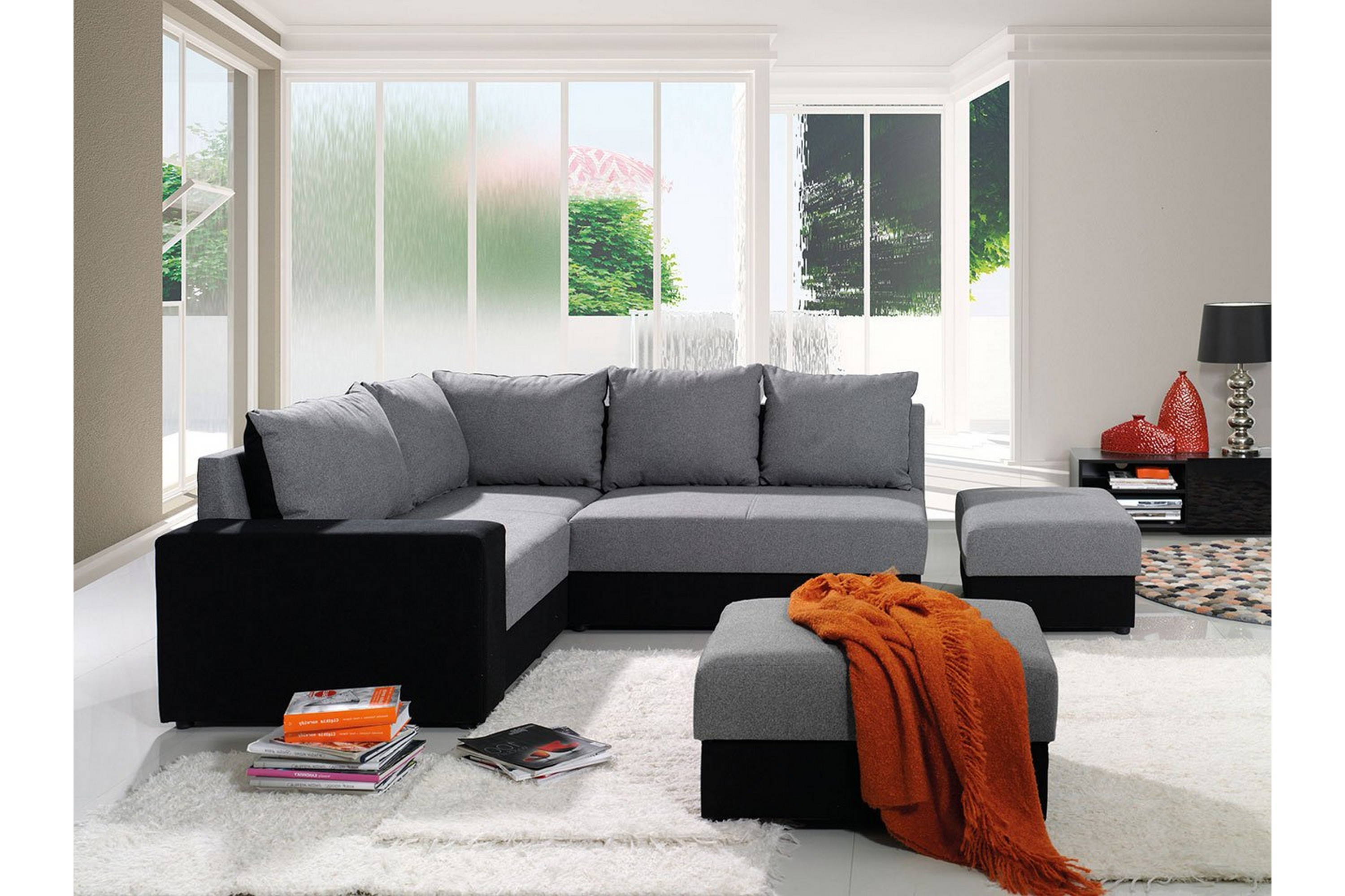 barriga hörnsoffa - vit/grå