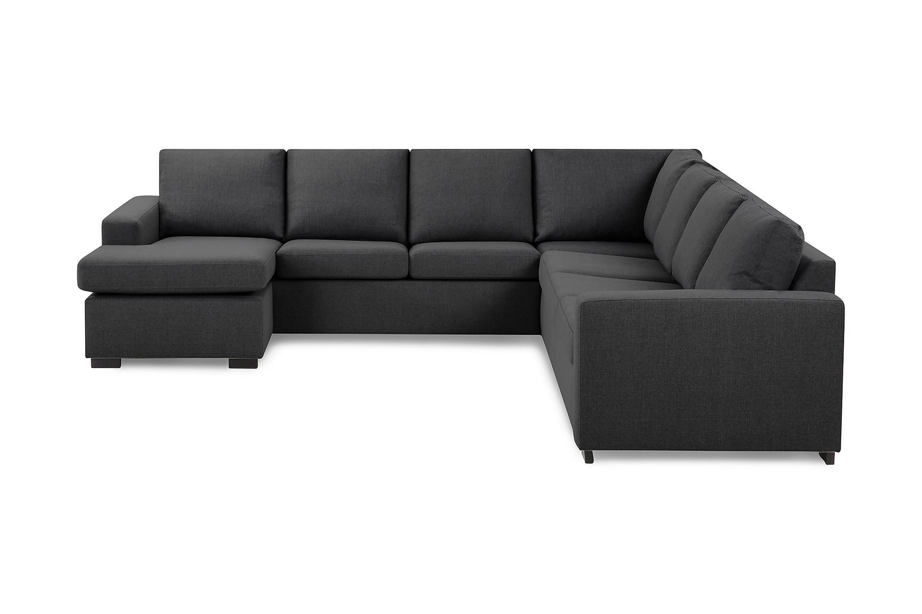 crazy 6-sits vänstervänd u-formad large hörnsoffa med divan i tyg - mörkgrå