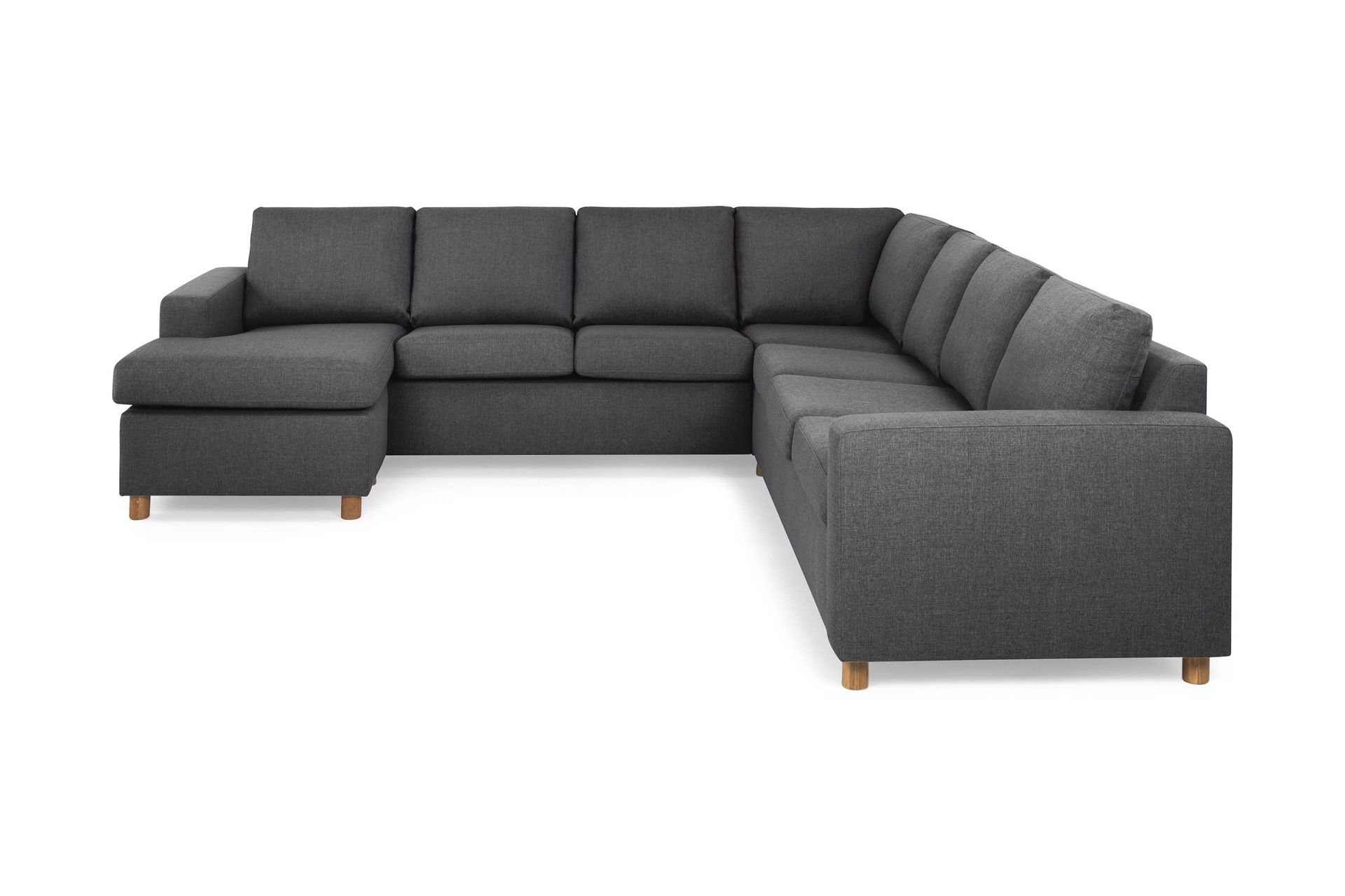 crazy 6-sits vänstervänd u-formad large hörnsoffa med divan i tyg - mörkgrå