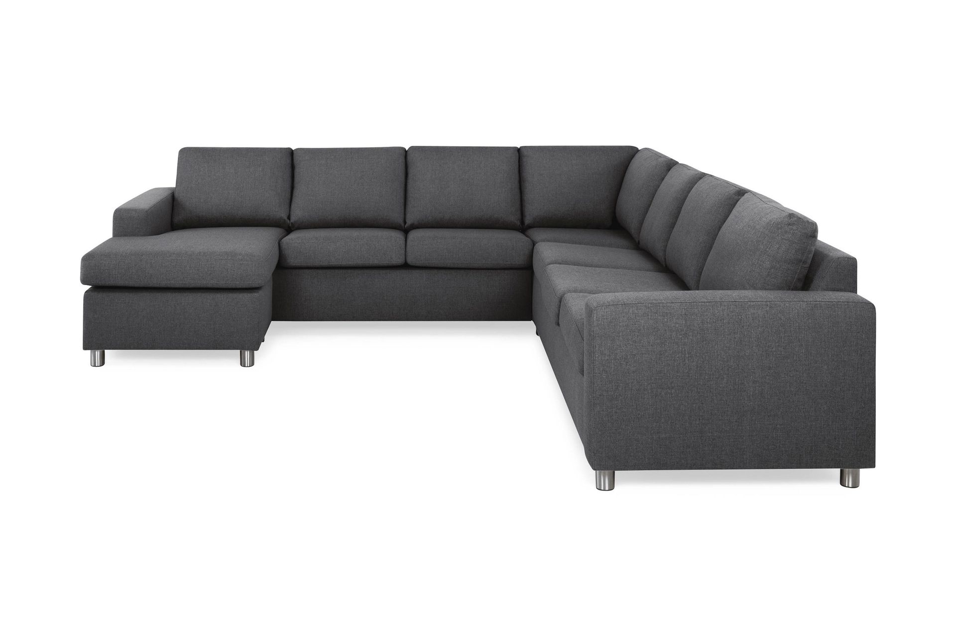 crazy 6-sits vänstervänd u-formad large hörnsoffa med divan i tyg - mörkgrå