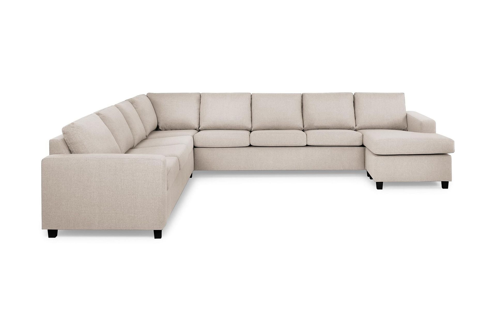 Crazy 7-sits H&ouml;gerv&auml;nd U-formad XX-Large H&ouml;rnsoffa med divan i Tyg - Beige
