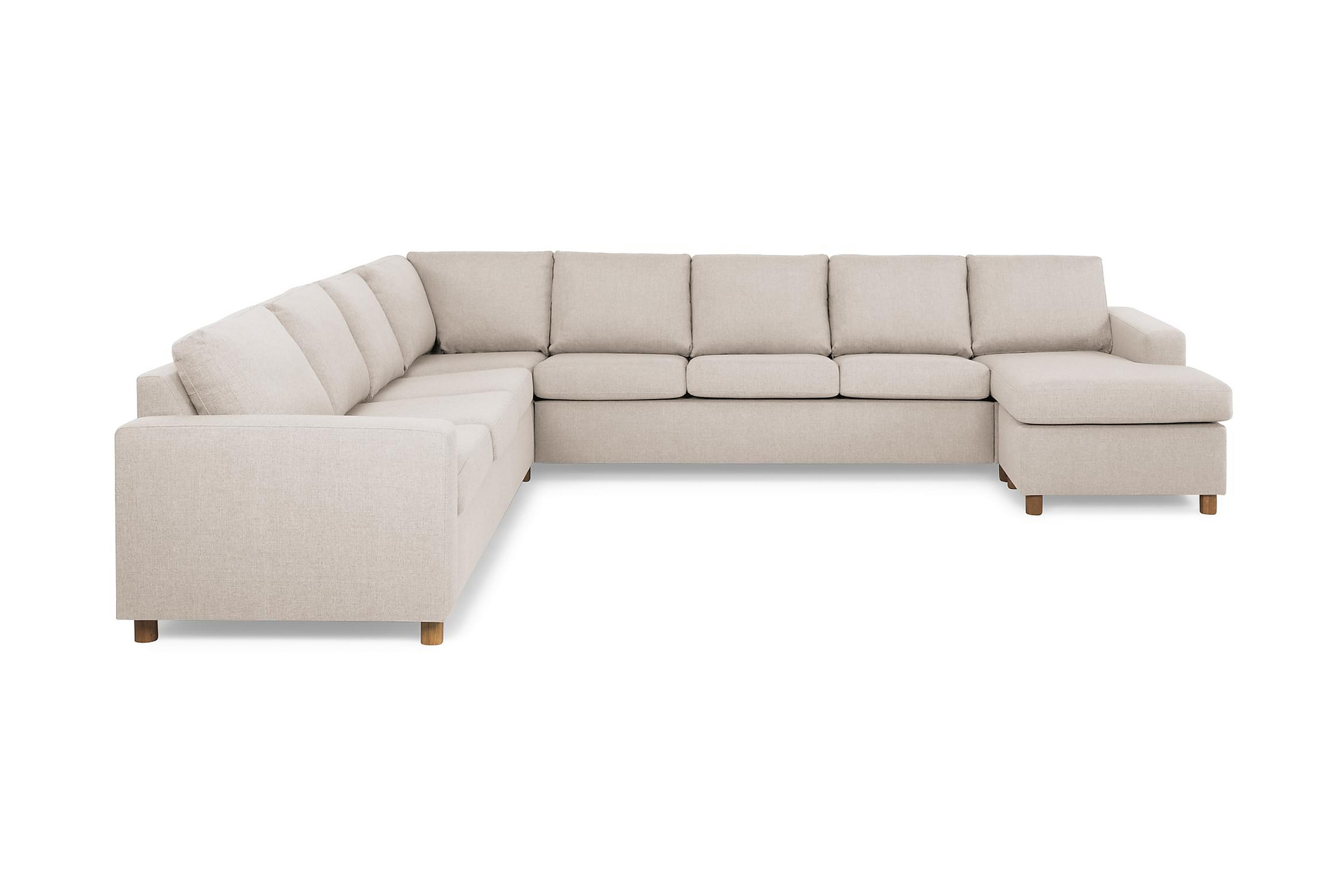 crazy 7-sits högervänd u-formad xx-large hörnsoffa med divan i tyg - beige