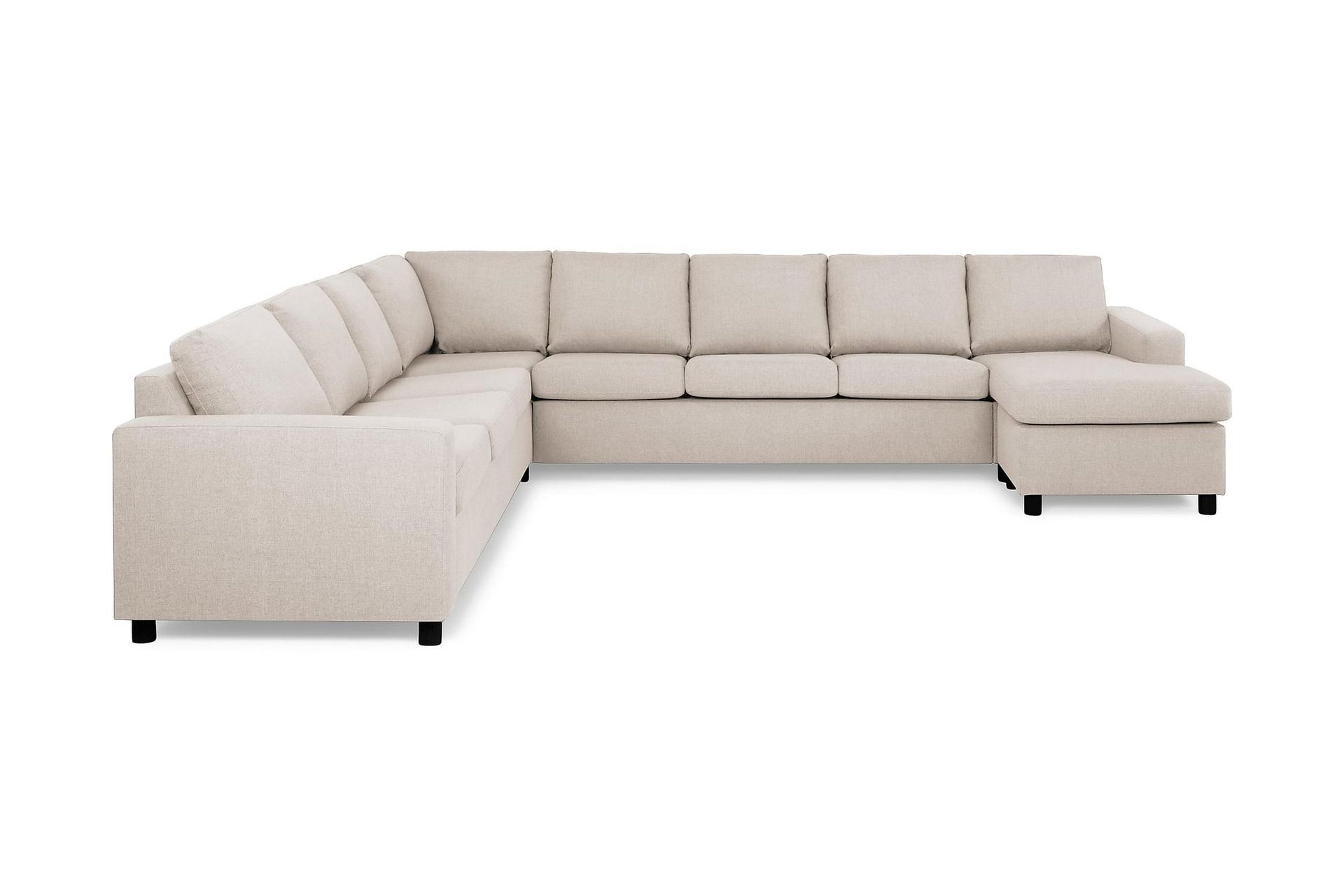 Crazy 7-sits H&ouml;gerv&auml;nd U-formad XX-Large H&ouml;rnsoffa med divan i Tyg - Beige