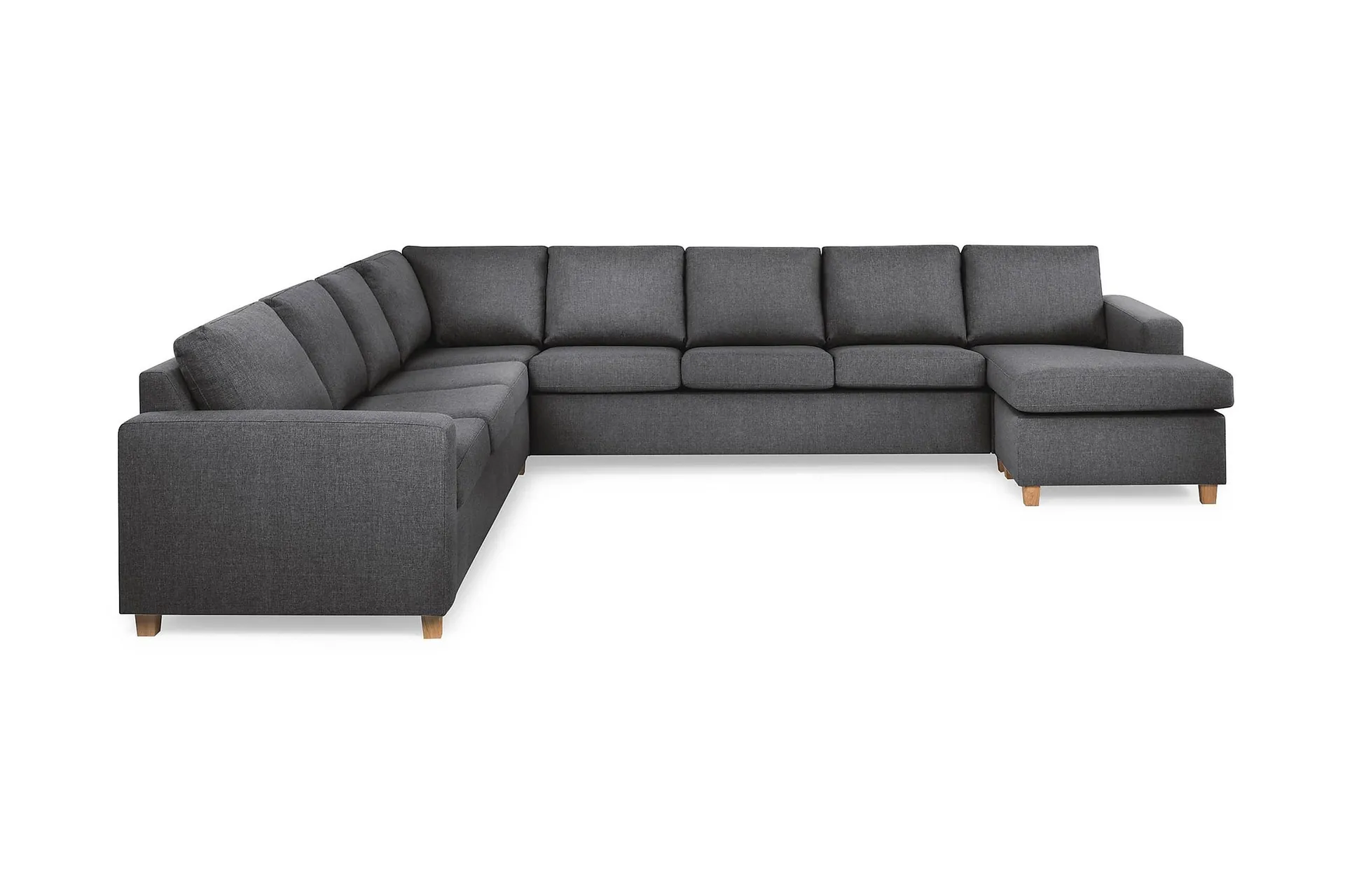Crazy 7-sits H&ouml;gerv&auml;nd U-formad XX-Large H&ouml;rnsoffa med divan i Tyg - M&ouml;rkgr&aring;
