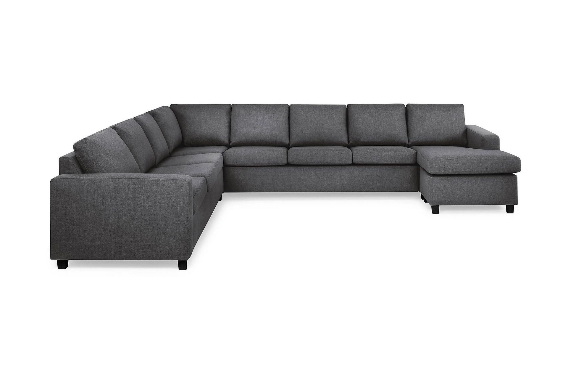 Crazy 7-sits H&ouml;gerv&auml;nd U-formad XX-Large H&ouml;rnsoffa med divan i Tyg - M&ouml;rkgr&aring;