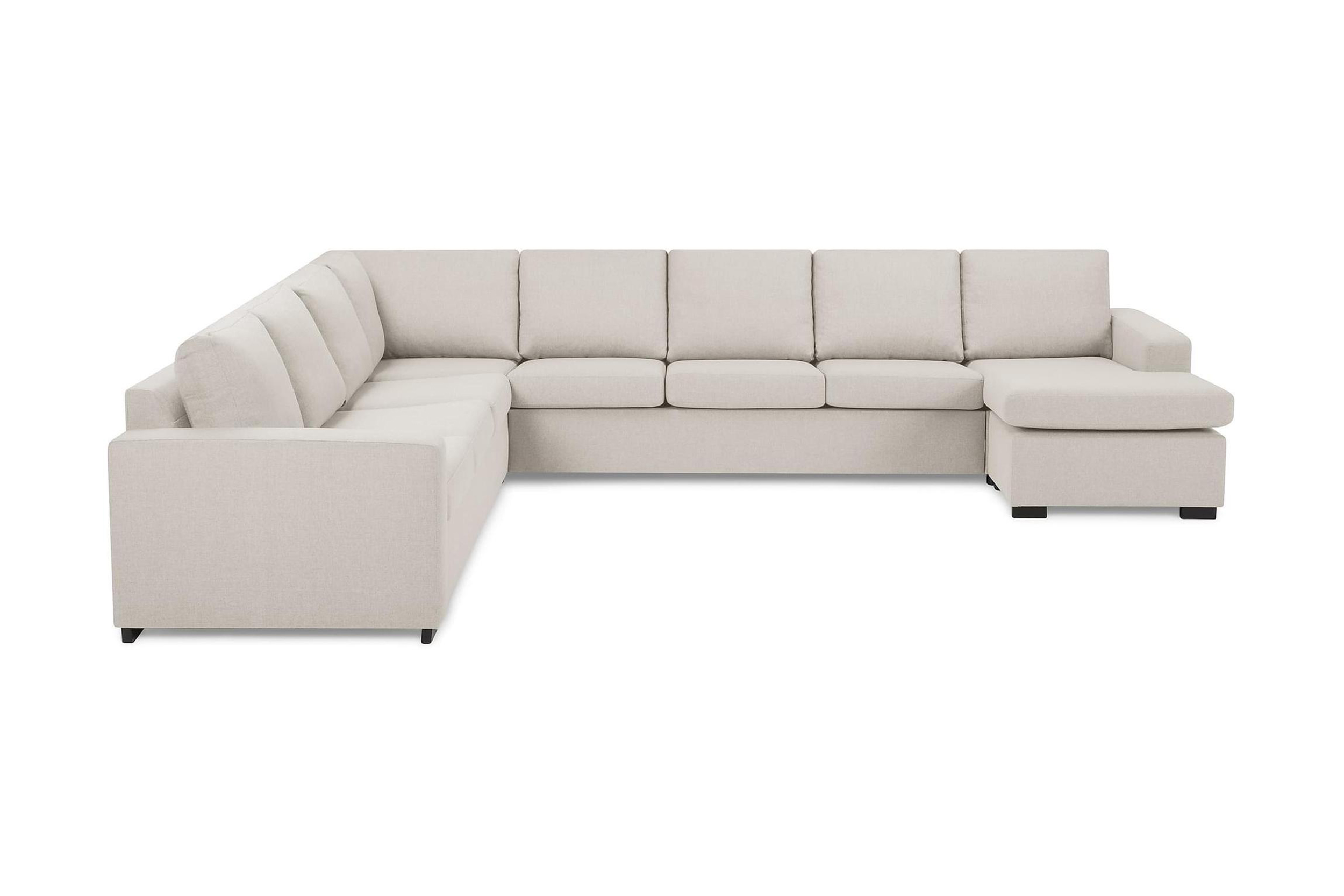 crazy 7-sits vändbar u-formad xx-large hörnsoffa med divan i tyg - beige