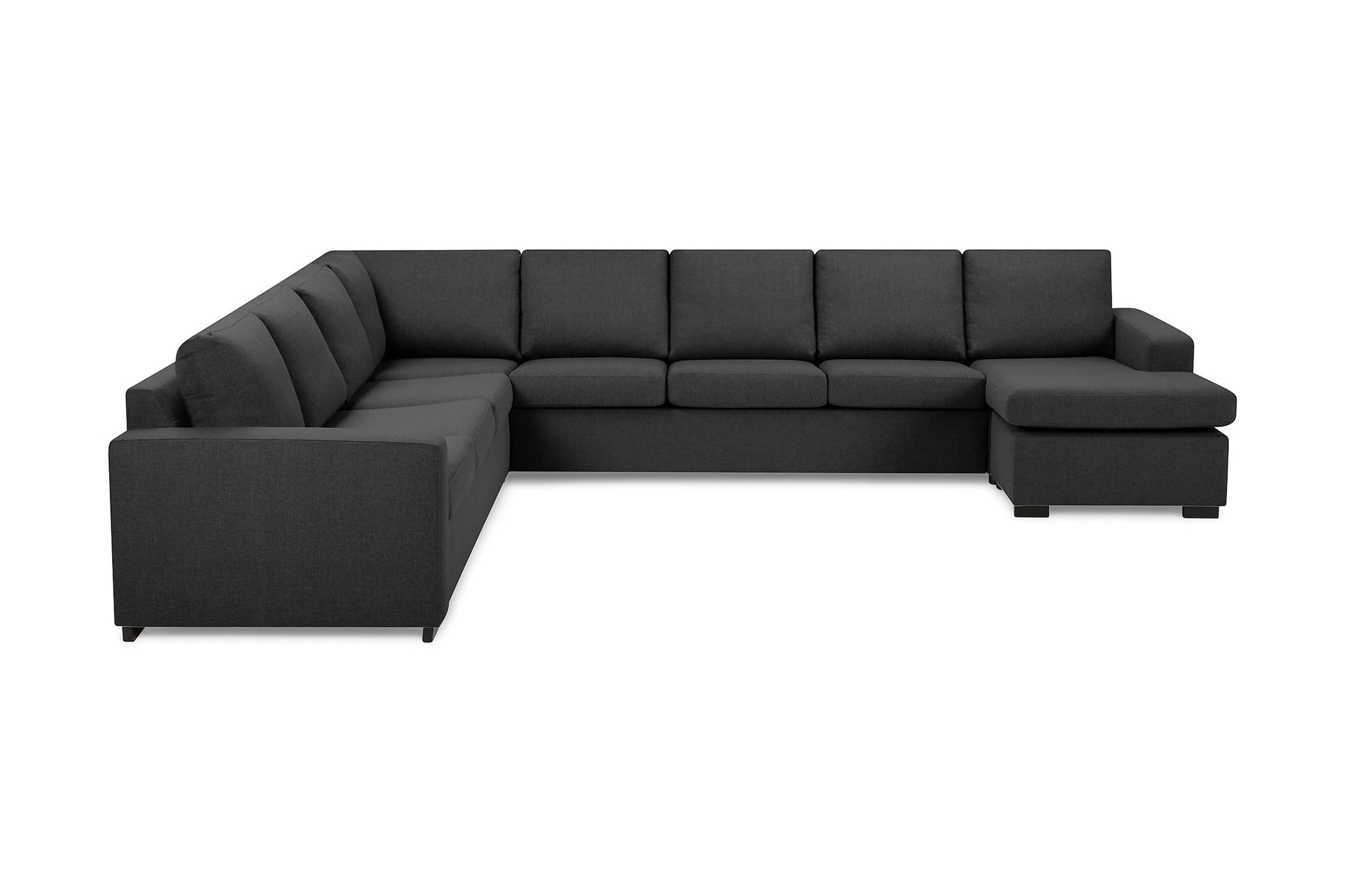 Crazy 7-sits Vändbar U-formad XX-Large Hörnsoffa med divan i Tyg Mörkgrå