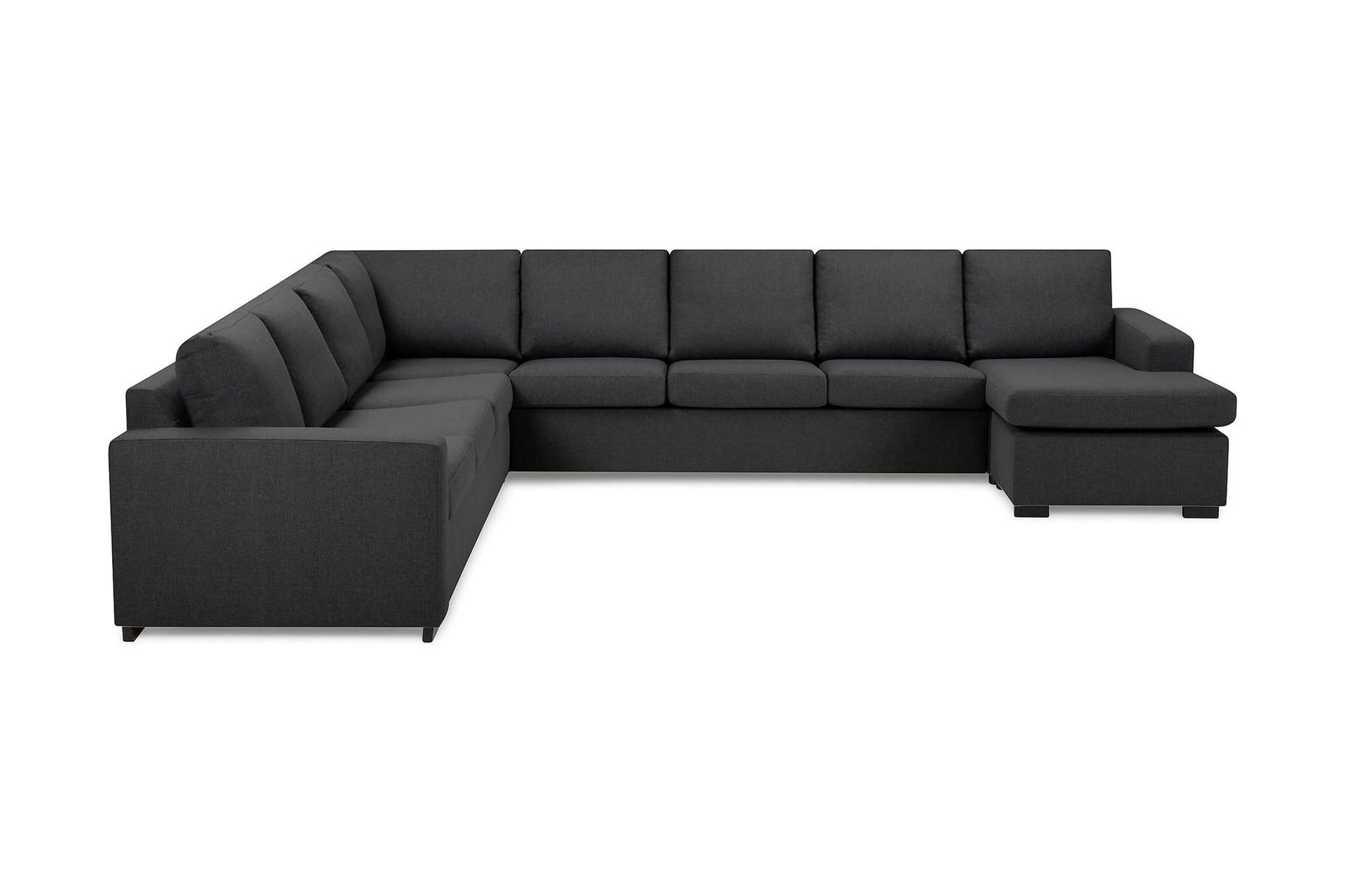 Crazy 7-sits V&auml;ndbar U-formad XX-Large H&ouml;rnsoffa med divan i Tyg - M&ouml;rkgr&aring;