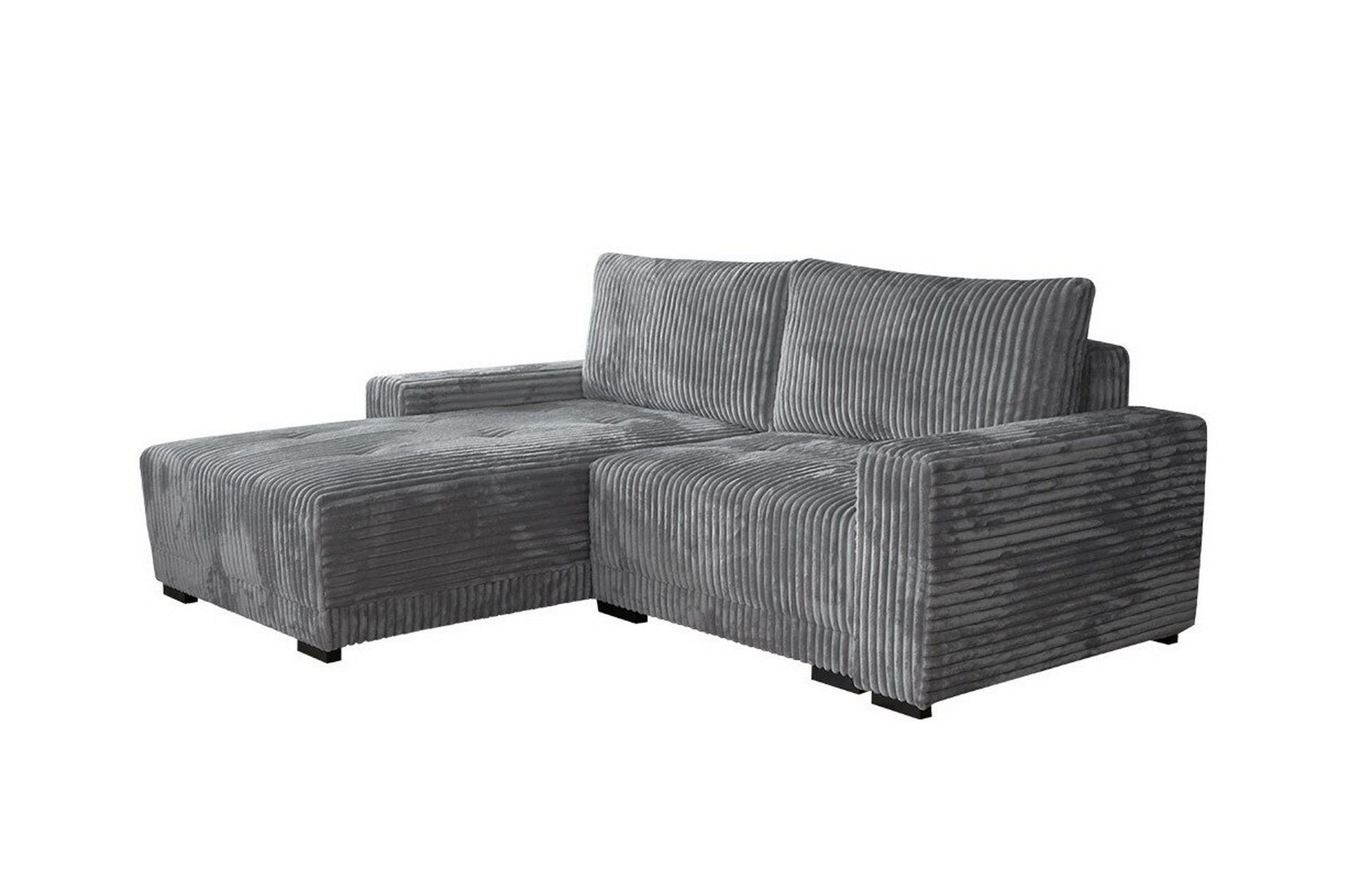 Denegal 3-sits V&auml;nsterv&auml;nd Divansoffa 237 cm med F&ouml;rvaring i Sammet - Gr&aring;