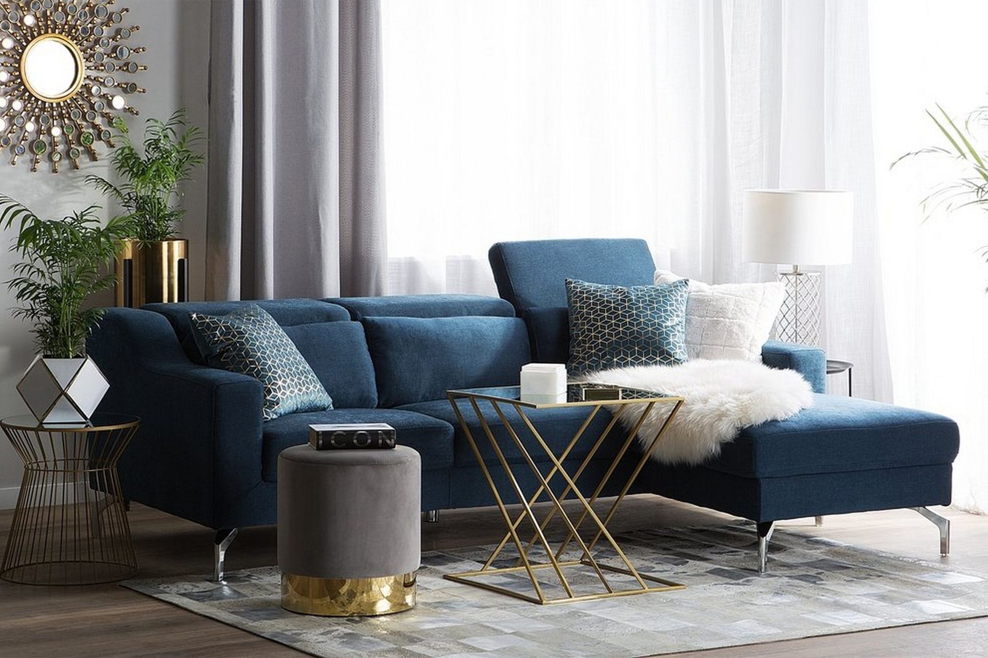 Glosli H&ouml;rnsoffa 220 cm - Bl&aring;