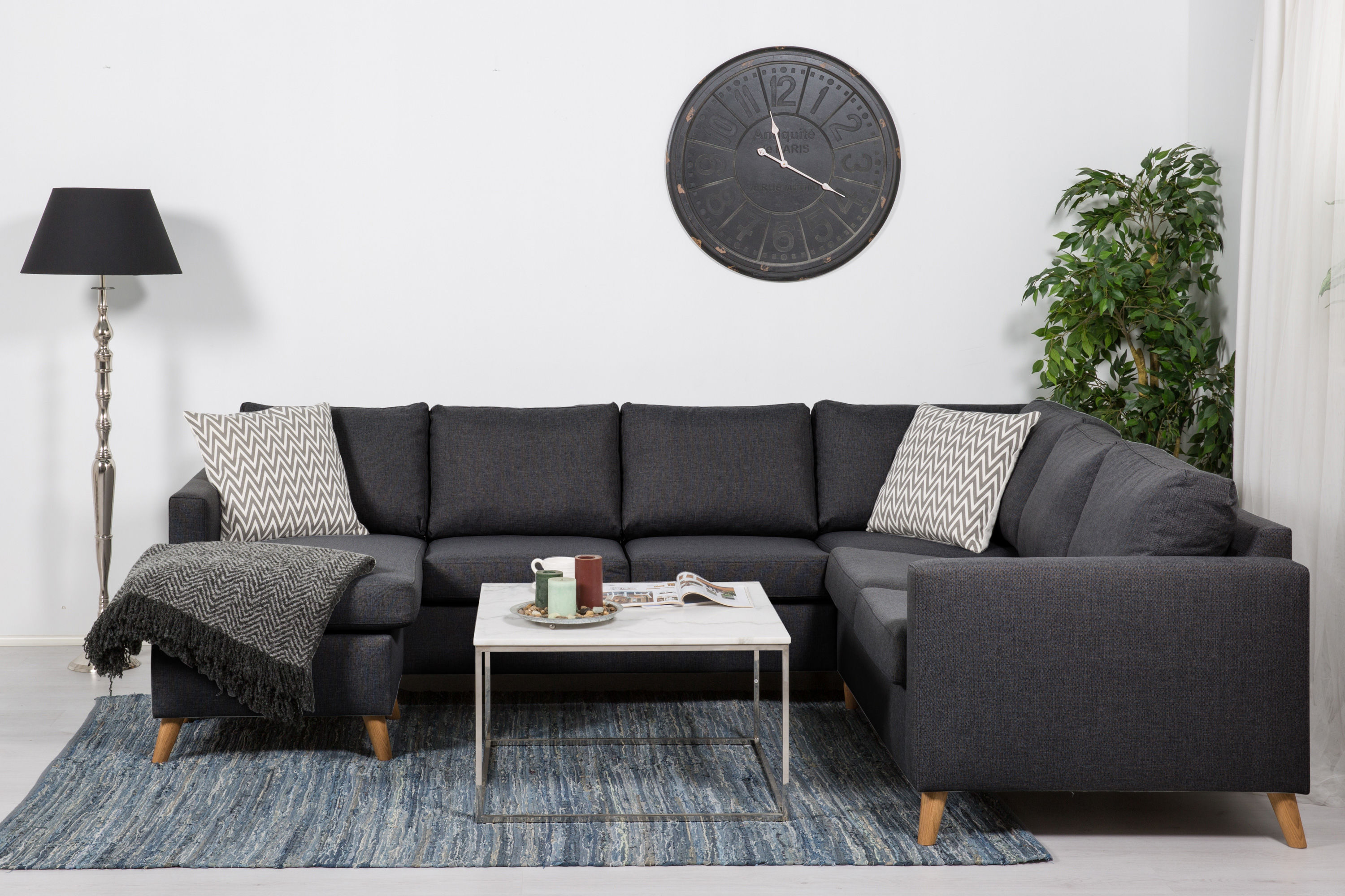 hörnsoffa yen med divan vändbar - mörkgrå