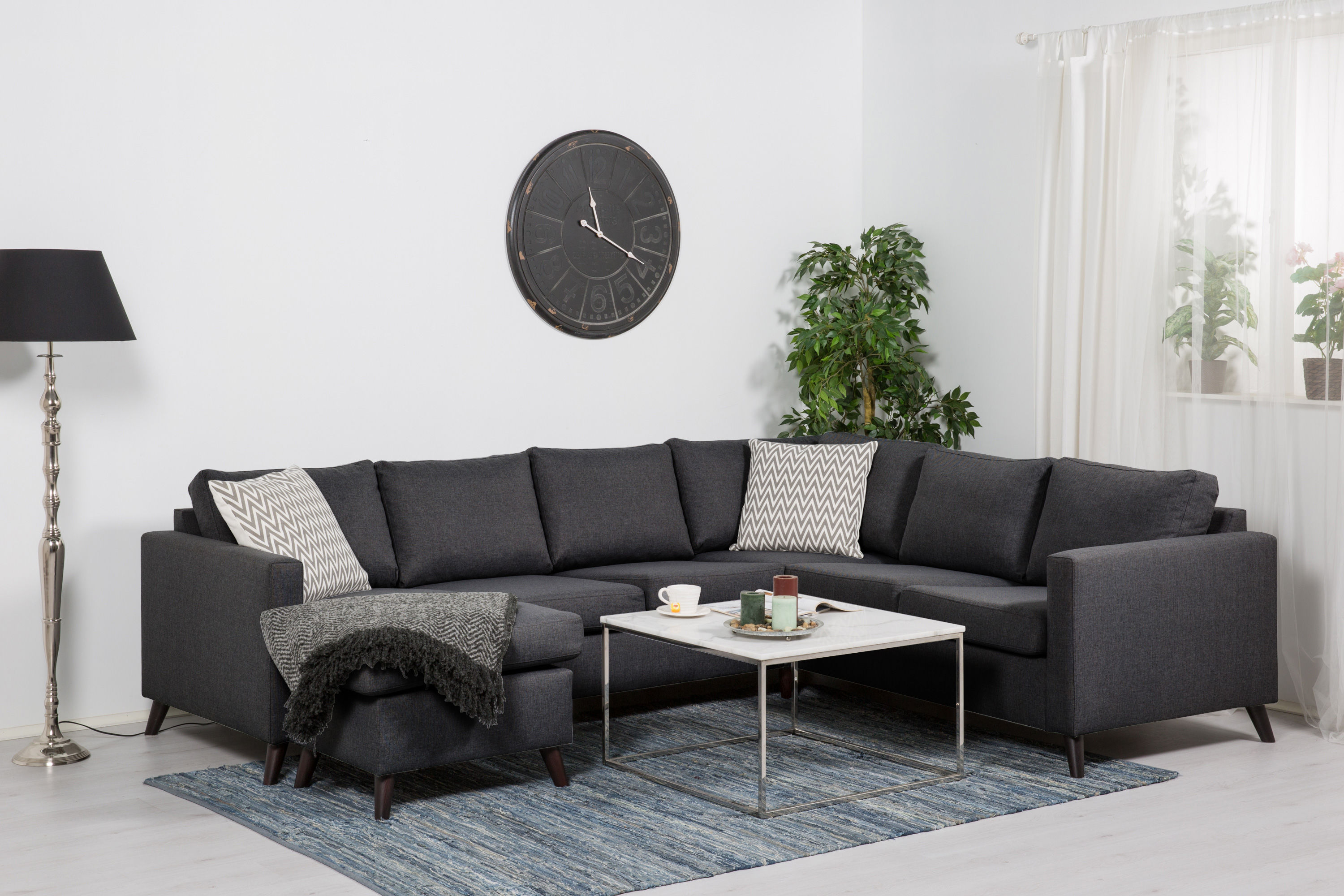 hörnsoffa yen med divan vändbar - mörkgrå