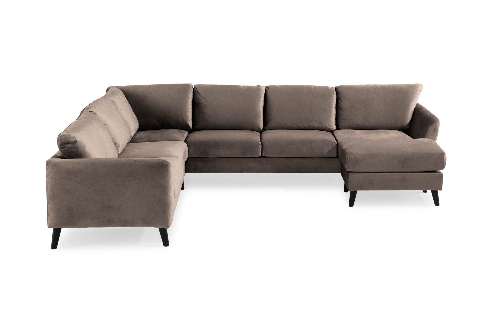 Trend 5-sits Högervänd L-formad Hörnsoffa med Divan i Sammet - Brun