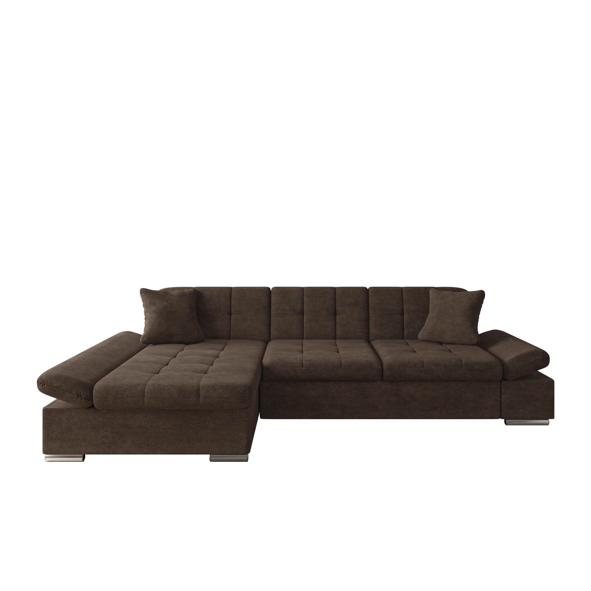 Vananda 3-sits Soffa med divan v&auml;nster och f&ouml;rvaring - M&ouml;rkbrun