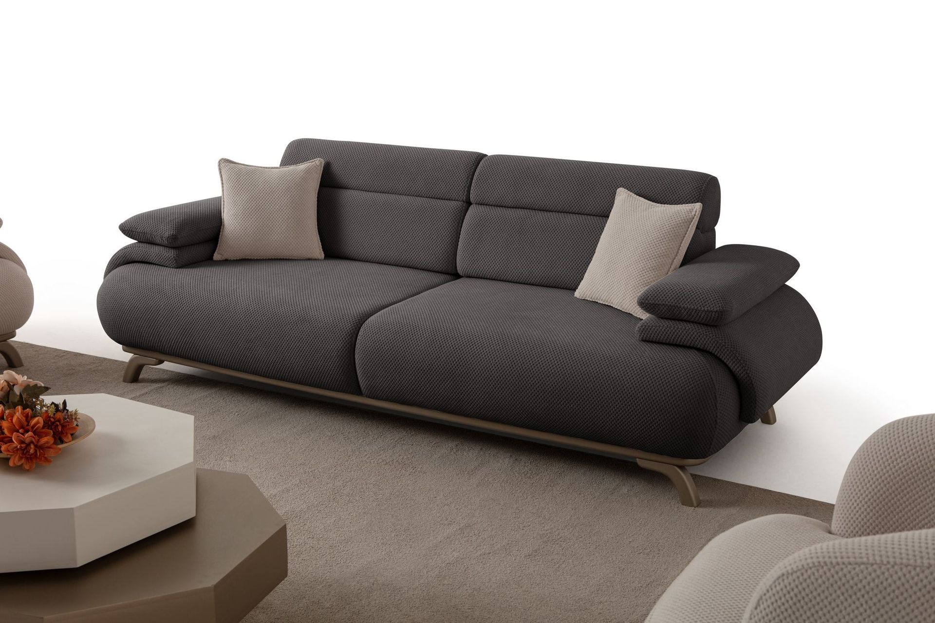 Kelnor 3-sits Soffa 246x81x97 cm - Antracitgrå