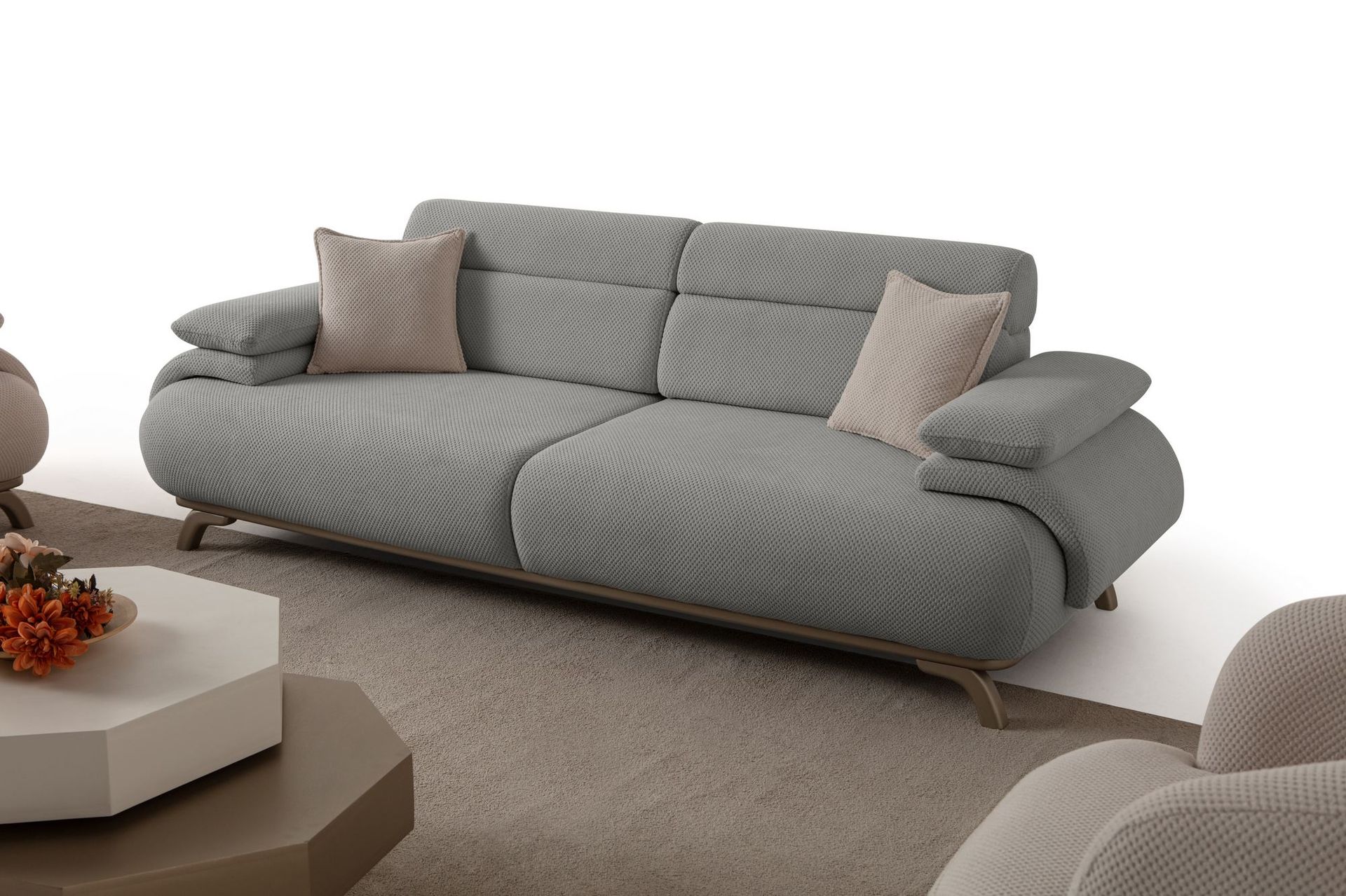 Kelnor 3-sits Soffa 246x81x97 cm - Grå