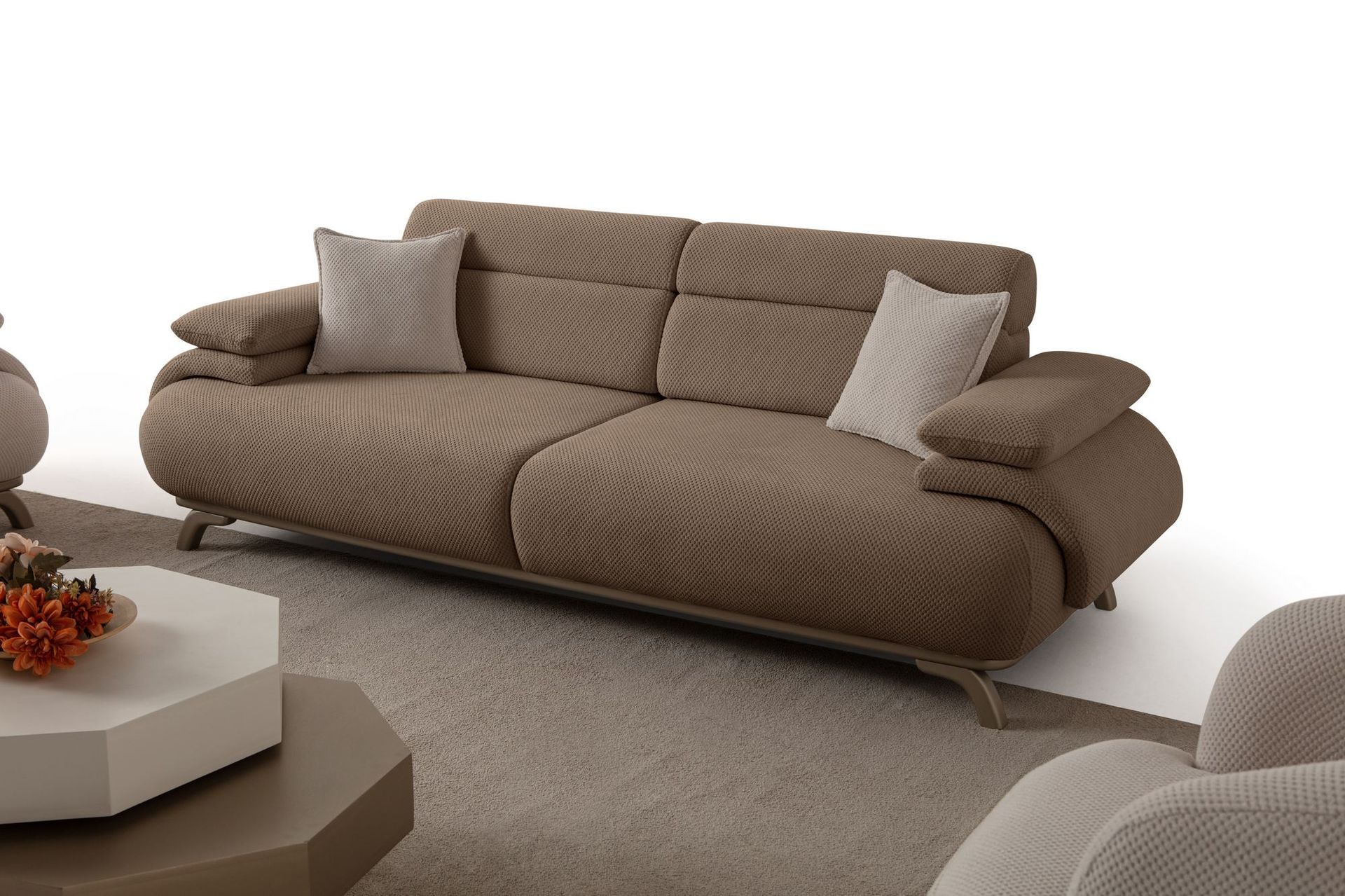 Kelnor 3-sits Soffa 246x81x97 cm - Latte