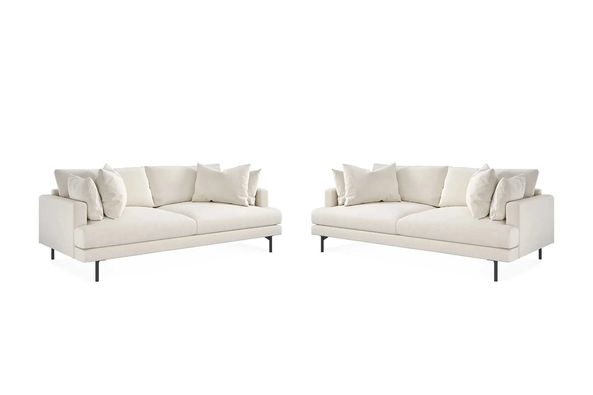 Menard Soffgrupp 4-sits + 4-sits Djup Sammetssoffa 225 cm bred - Kr&auml;mvit