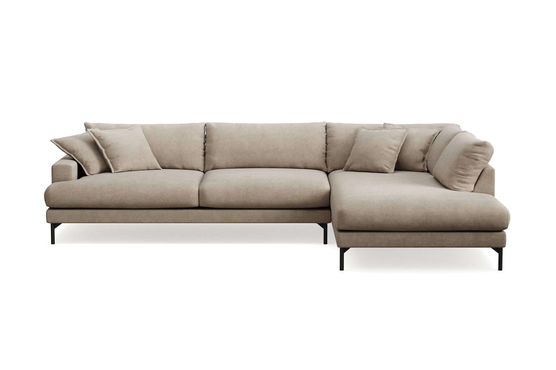 Menard Premium 5-sits H&ouml;gerv&auml;nd L-formad Djup Sch&auml;slongsoffa i Tyg - Brun
