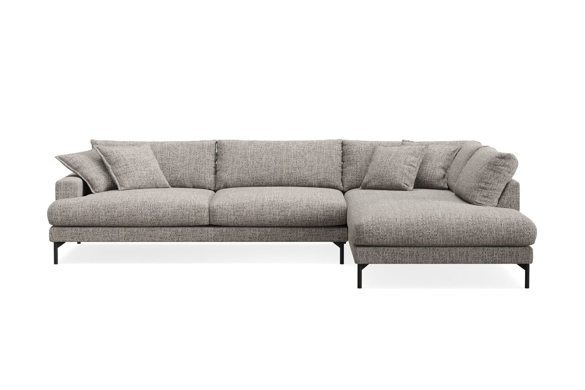 Menard Premium 5-sits H&ouml;gerv&auml;nd L-formad Djup Sch&auml;slongsoffa i Chenille - Gr&aring;