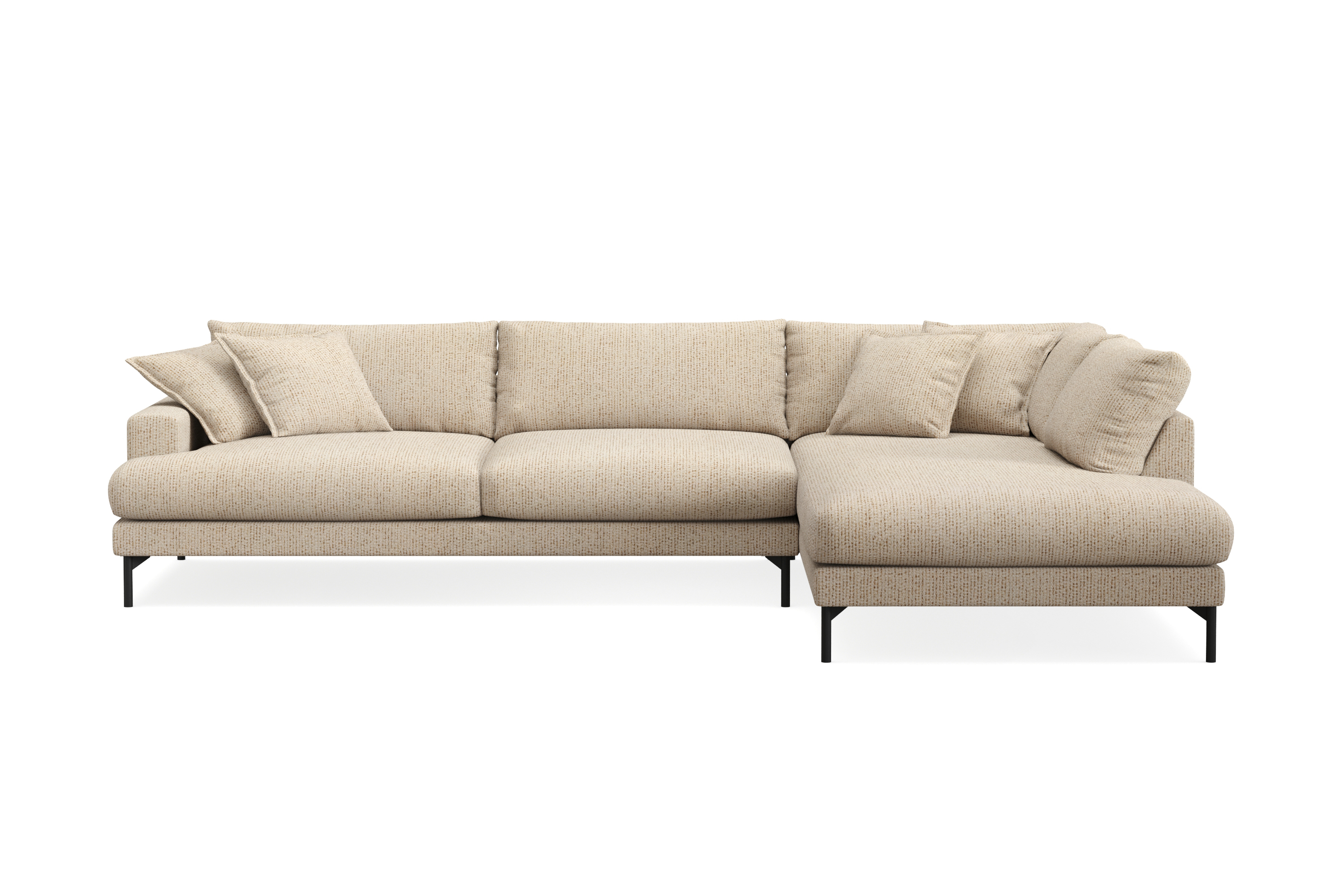 menard premium 5-sits högervänd l-formad djup schäslongsoffa i chenille - beige