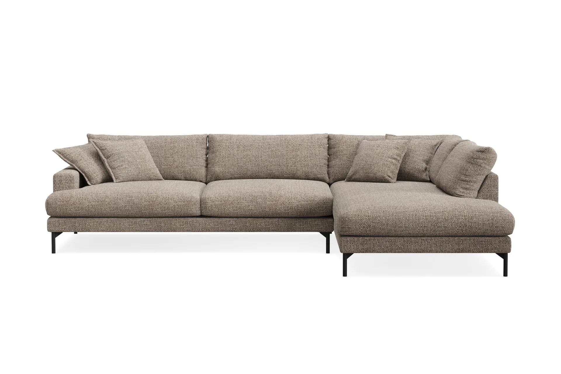 Menard Premium 5-sits H&ouml;gerv&auml;nd L-formad Djup Sch&auml;slongsoffa i Chenille - Brun