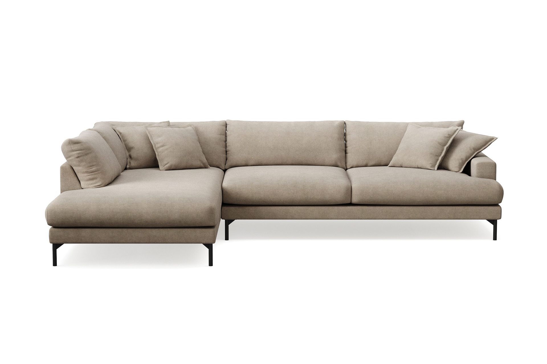 Menard Premium 5-sits V&auml;nsterv&auml;nd L-formad Djup Sch&auml;slongsoffa i Tyg - Brun