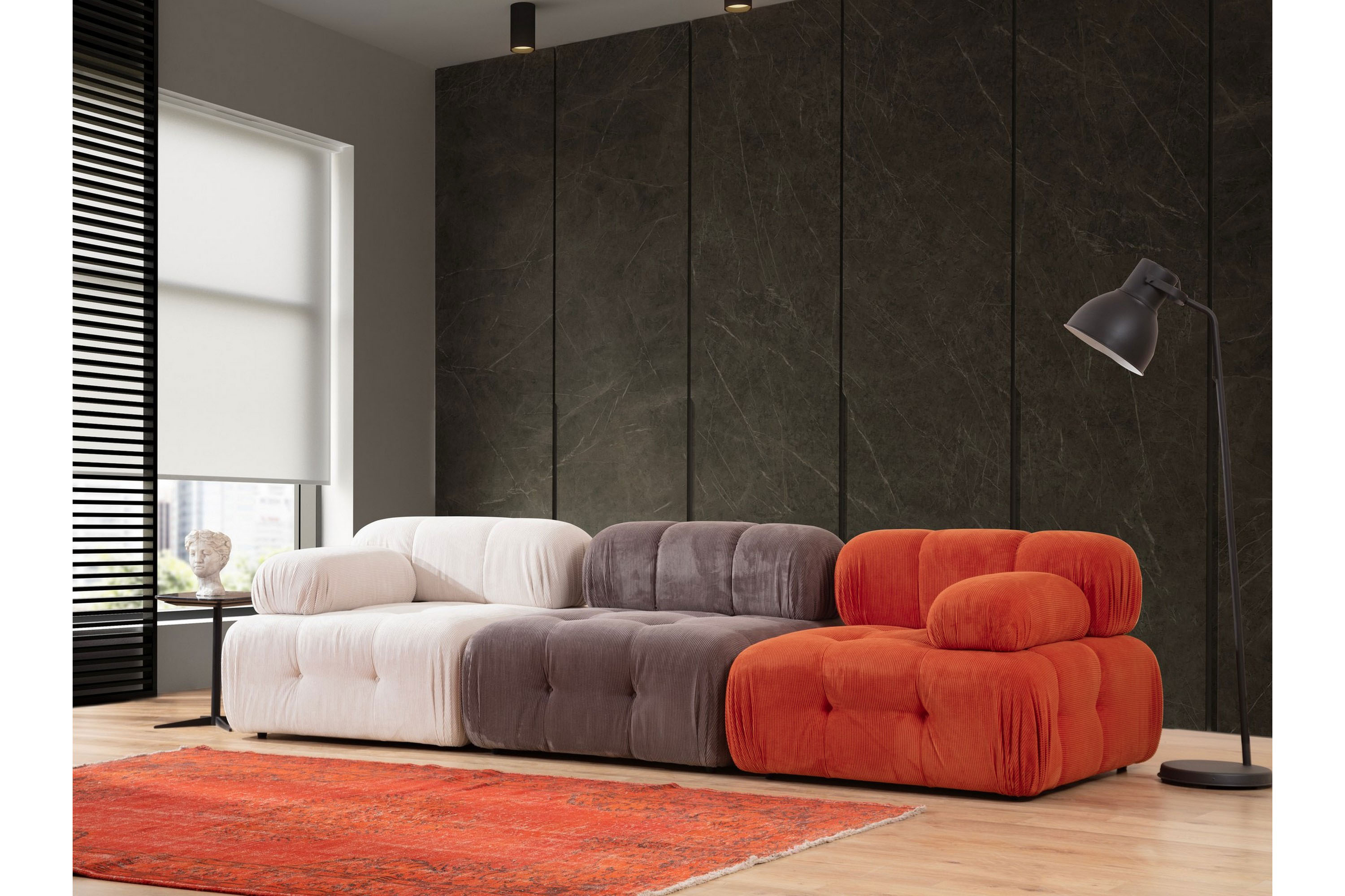 Modulsoffa Belgin 3-sits Röd/Vit