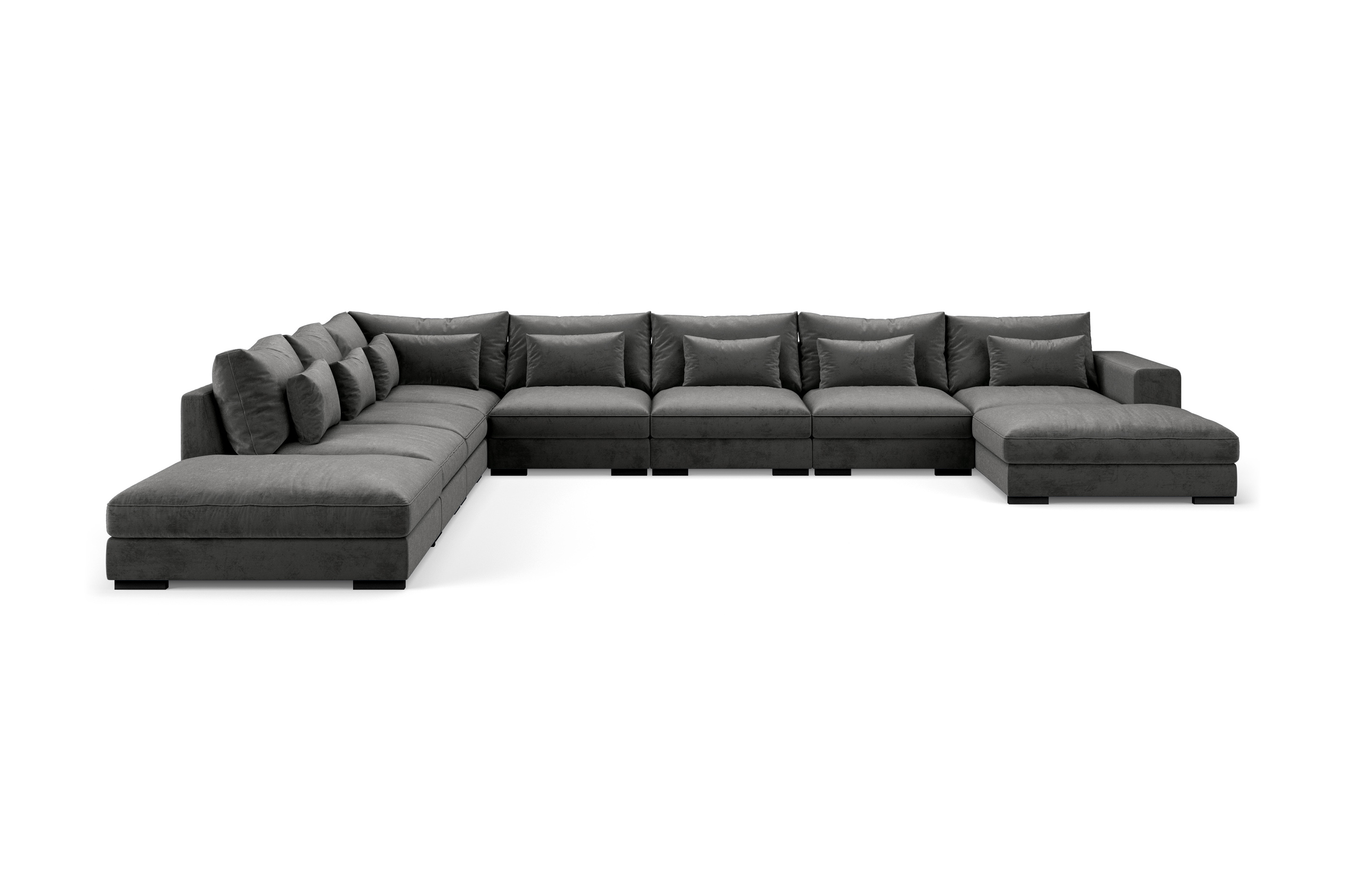 U-modulsoffa Columbus Large med Divan Höger Sammet Mörkgrå