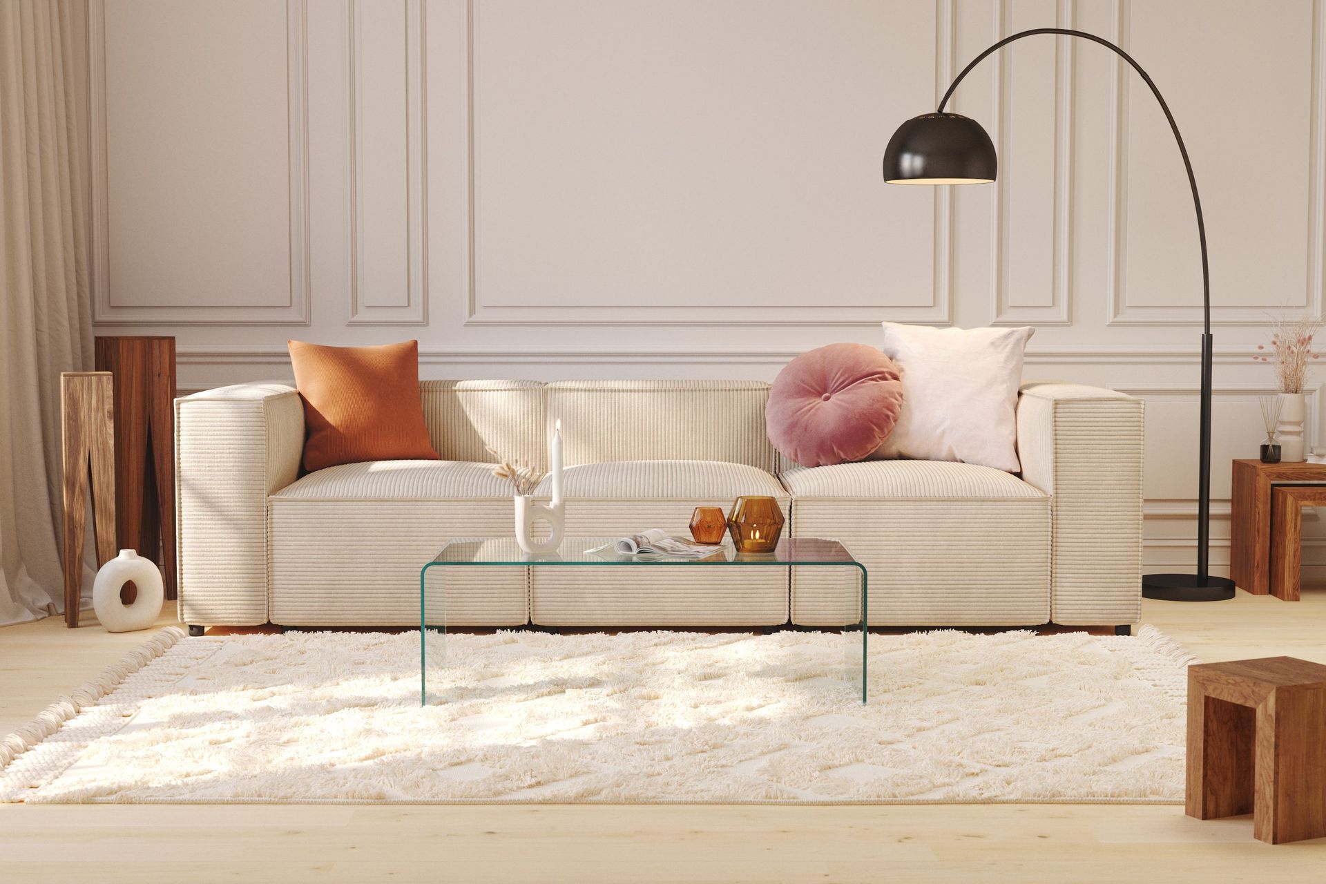 Cubo 1-sits H&ouml;germodul i Manchester 108 cm bred - Beige