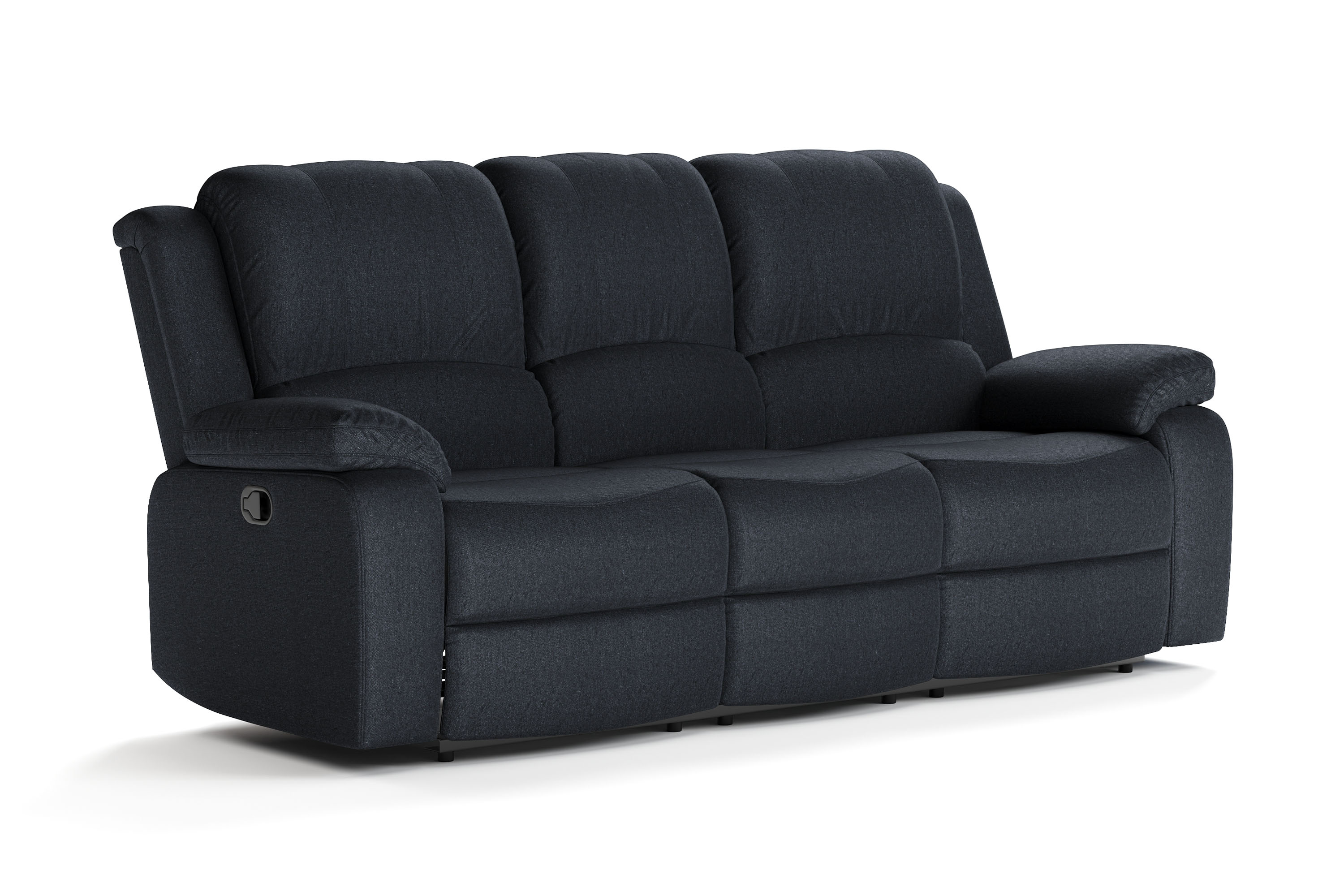 Norbo Reclinersoffa Fällbar soffa 3-sits Biosoffa i Tyg Svart