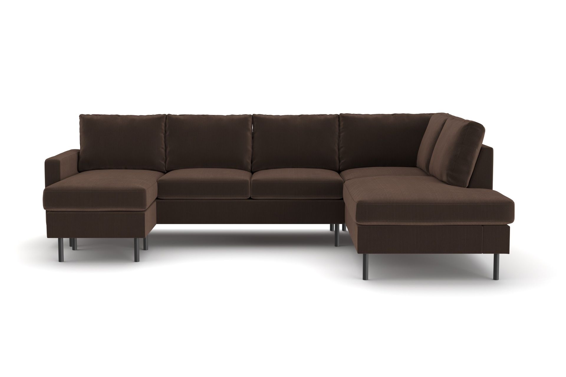 Peppe 4-sits H&ouml;gerv&auml;nd U-formad Soffa med Divan och Sch&auml;slong i Manchester - Brun