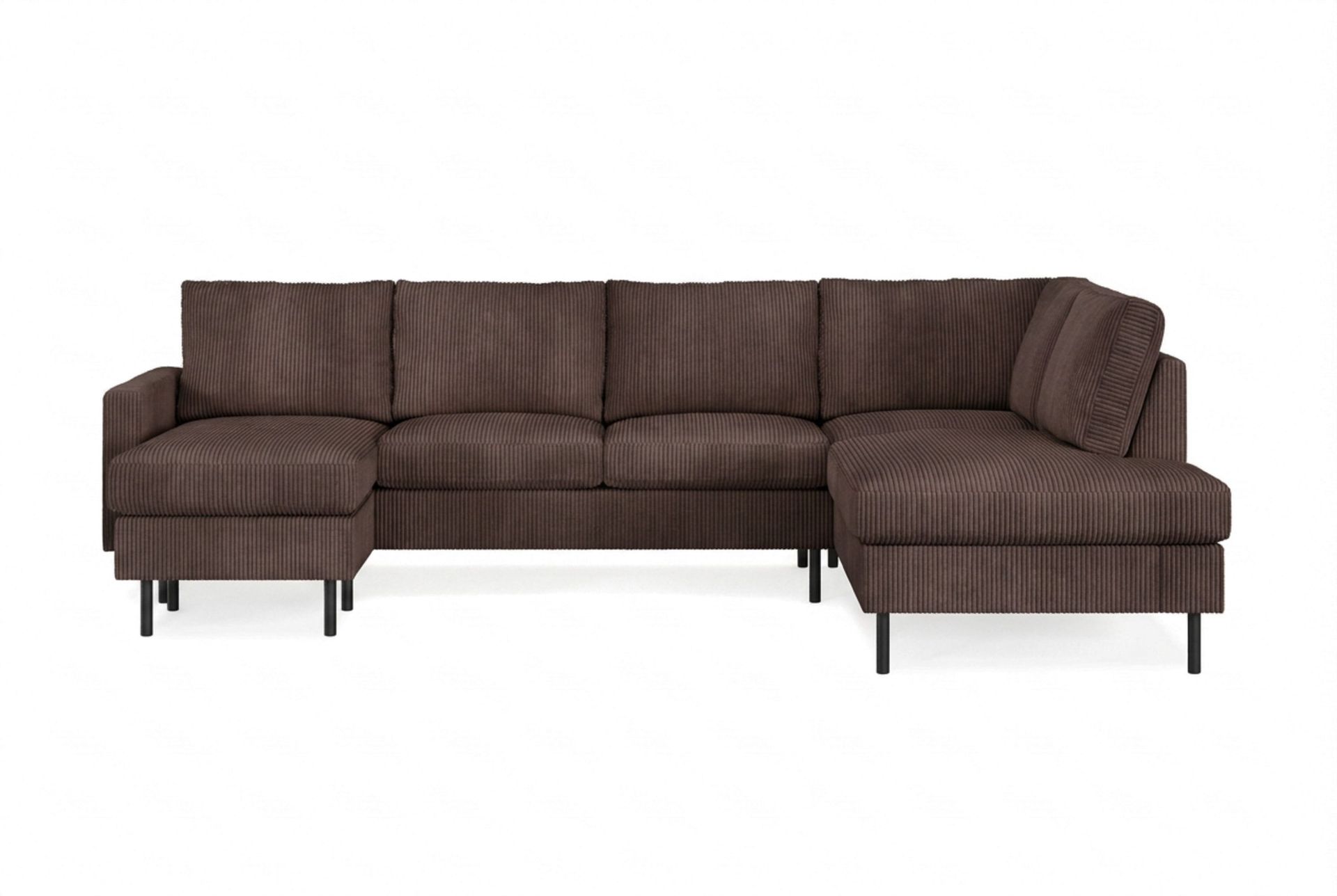 Peppe 4-sits H&ouml;gerv&auml;nd U-formad Soffa med Divan och Sch&auml;slong i Manchester - M&ouml;rkbrun