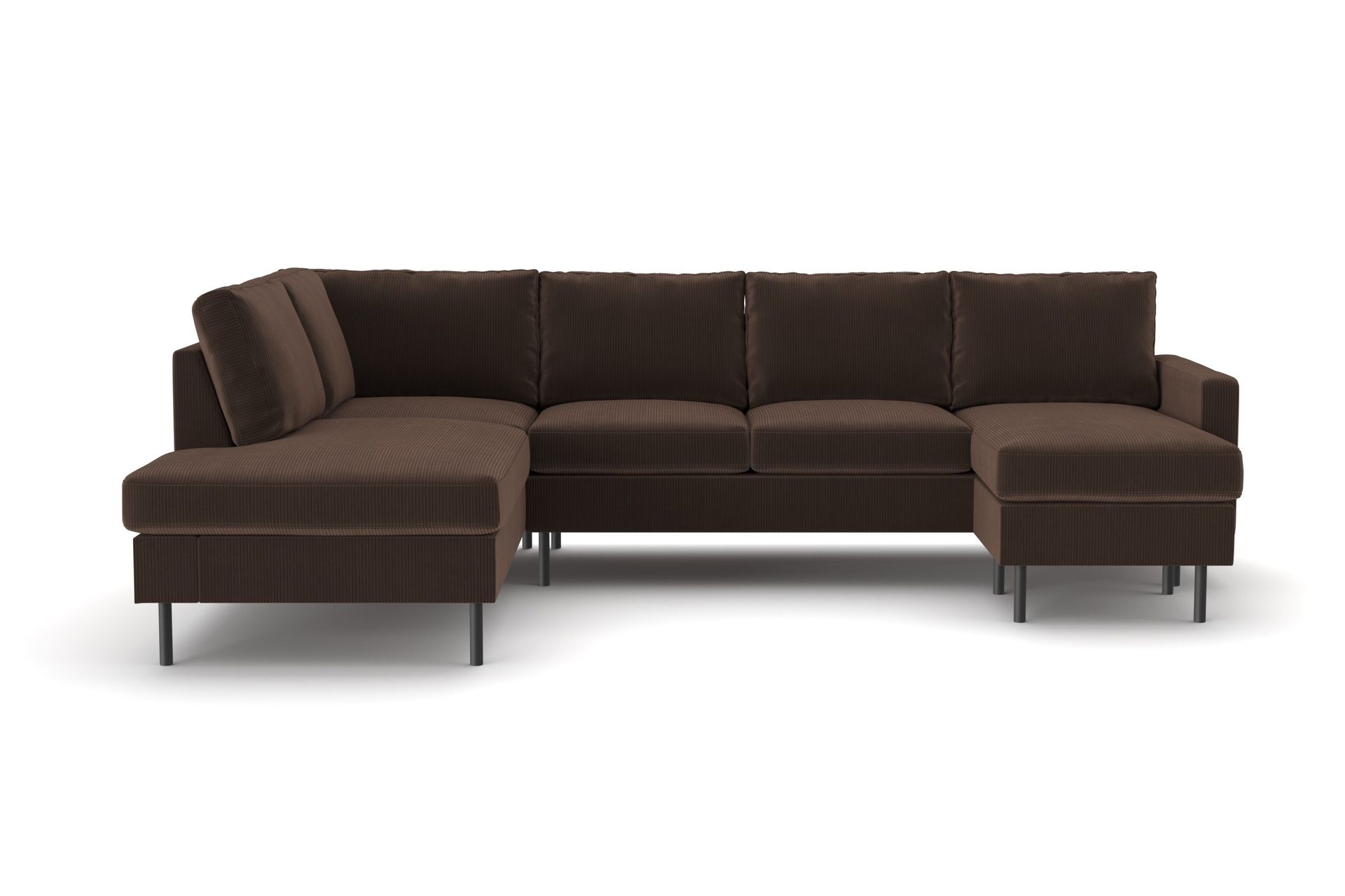 Peppe 4-sits V&auml;nsterv&auml;nd U-formad Soffa med Divan och Sch&auml;slong i Manchester - Brun