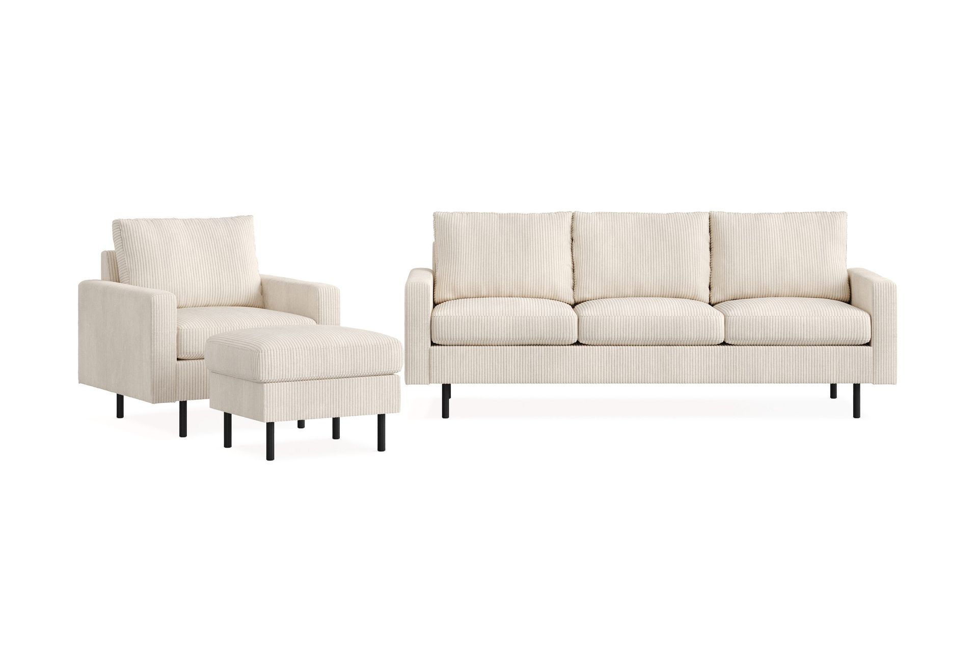 Peppe Soffgrupp 3-sits Soffa + F&aring;t&ouml;lj + Fotpall i Manchester - Beige