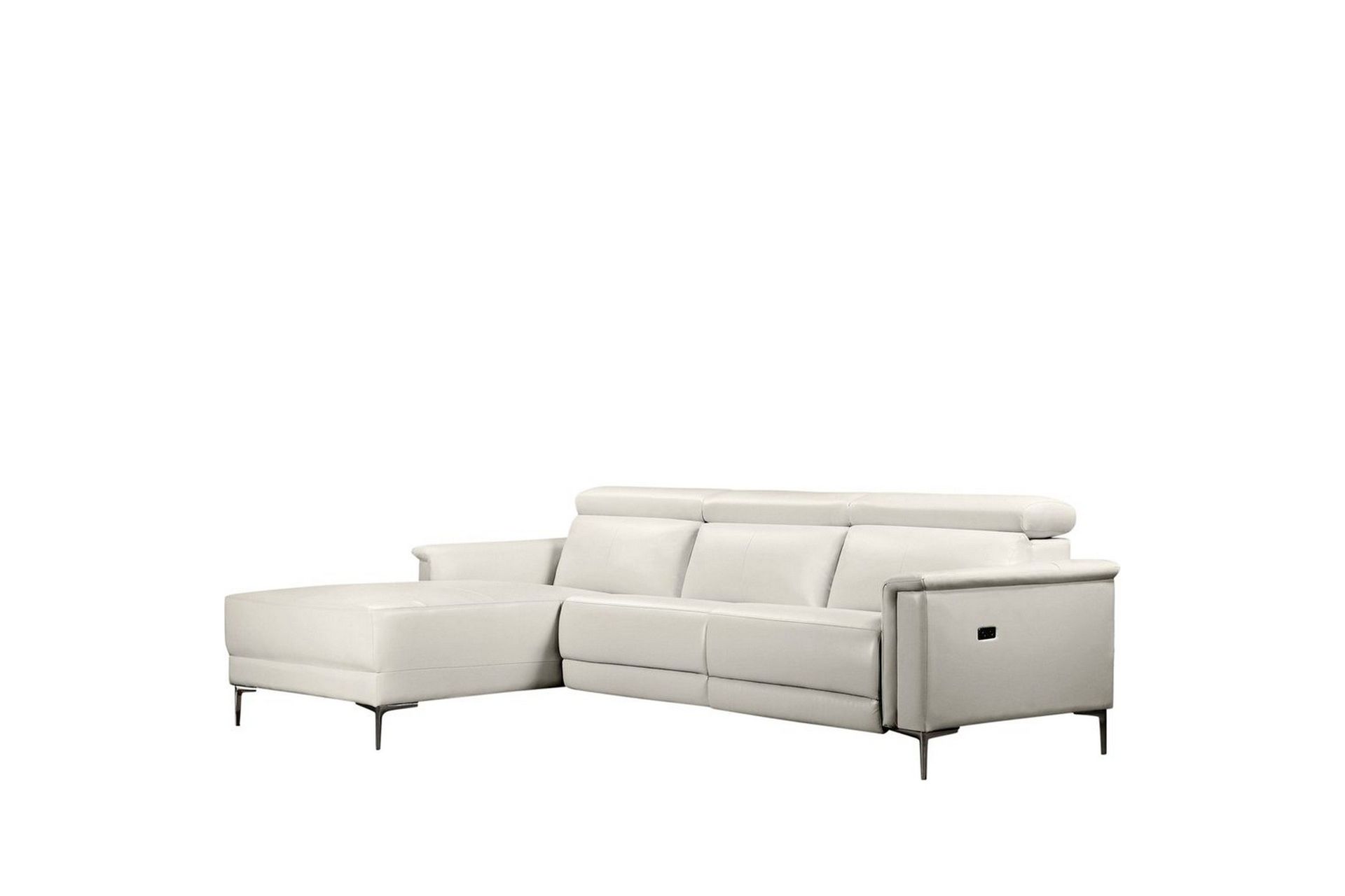 Reclinersoffa med h&ouml;rn Loft24 H&ouml;rnsoffa 3-sits Lund Cream White V&auml;nster -